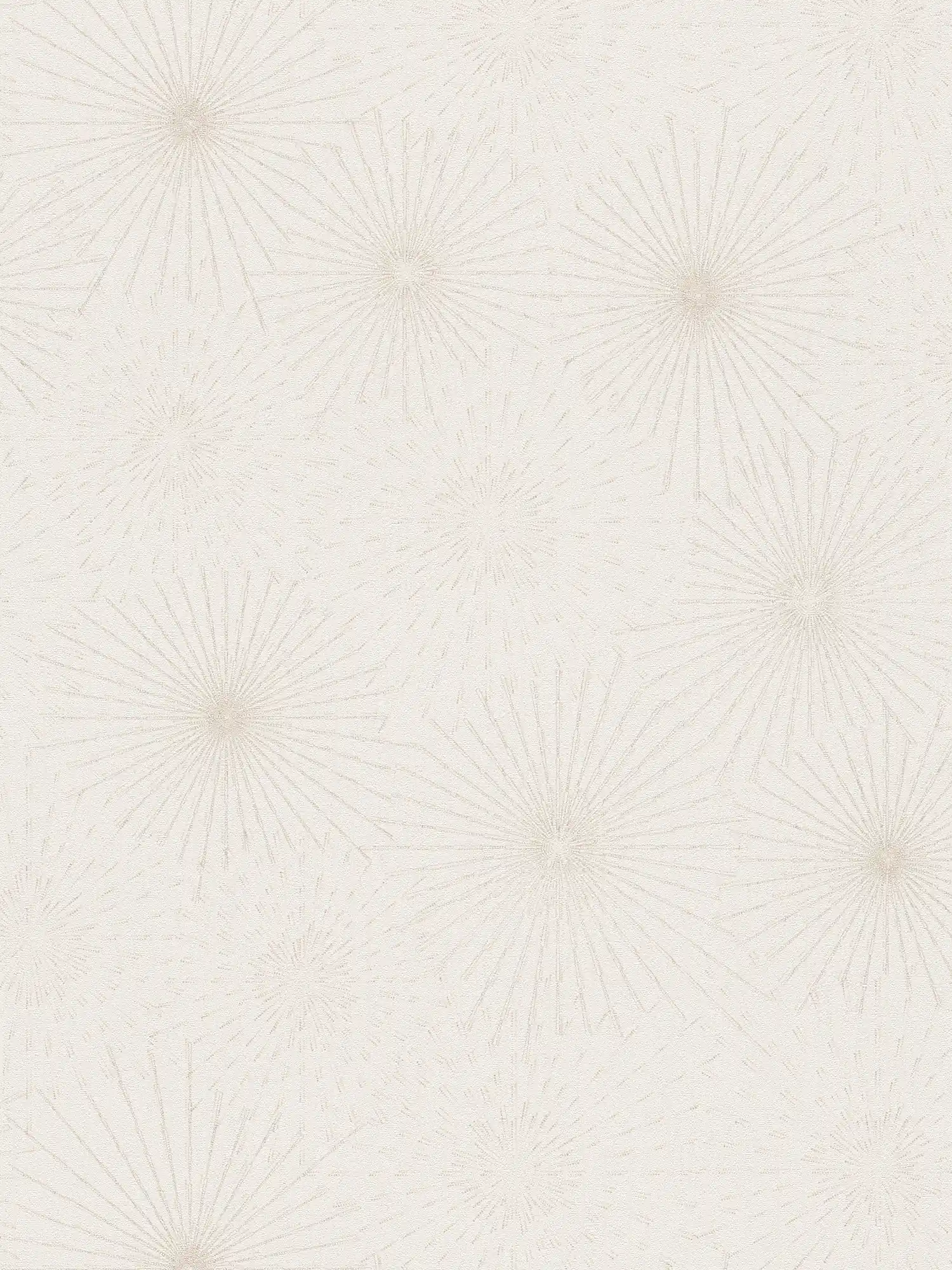 White wallpaper with retro metallic pattern Starburst - white
