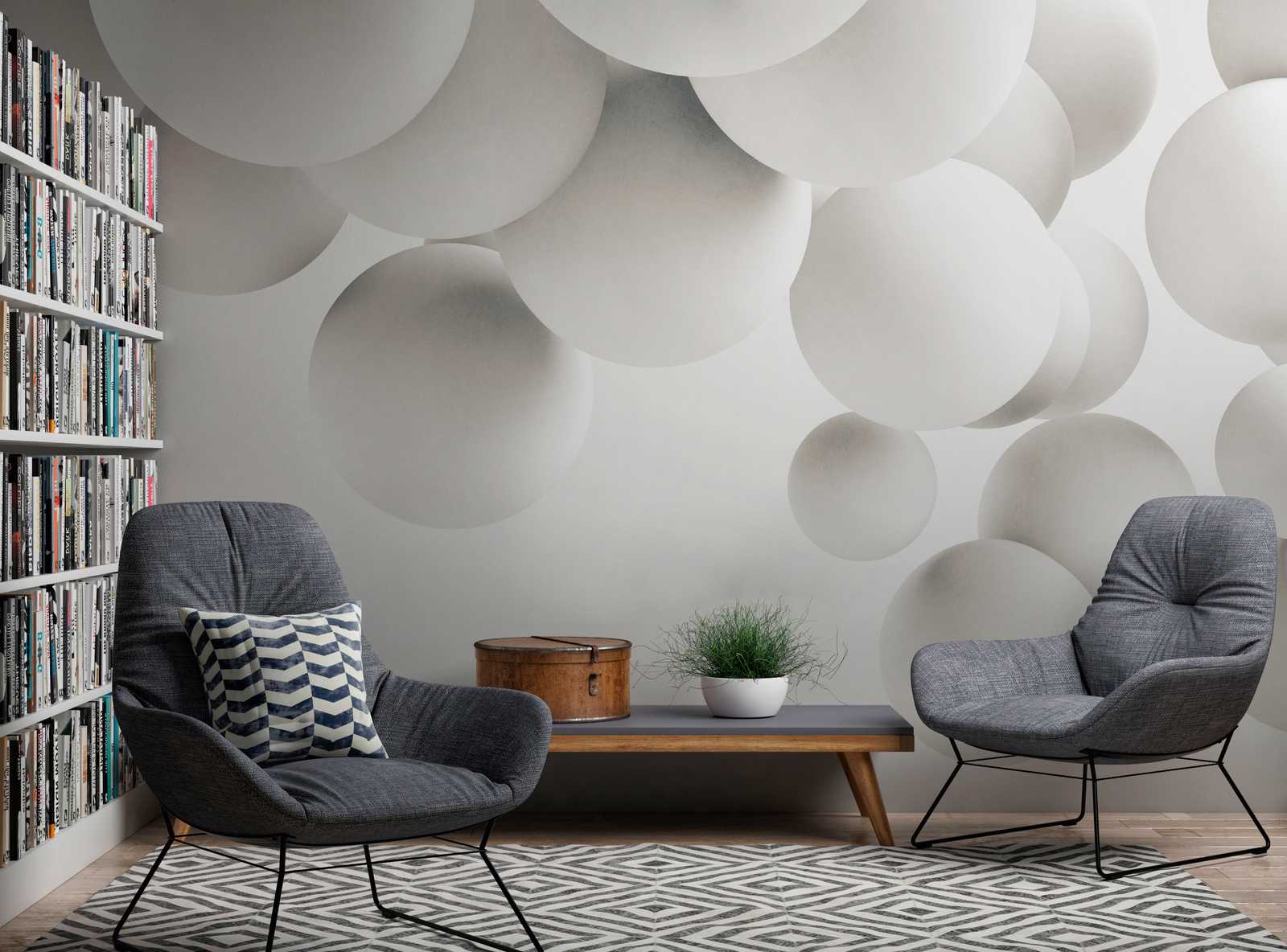             Wallpaper novelty | 3D motif wallpaper white balls
        