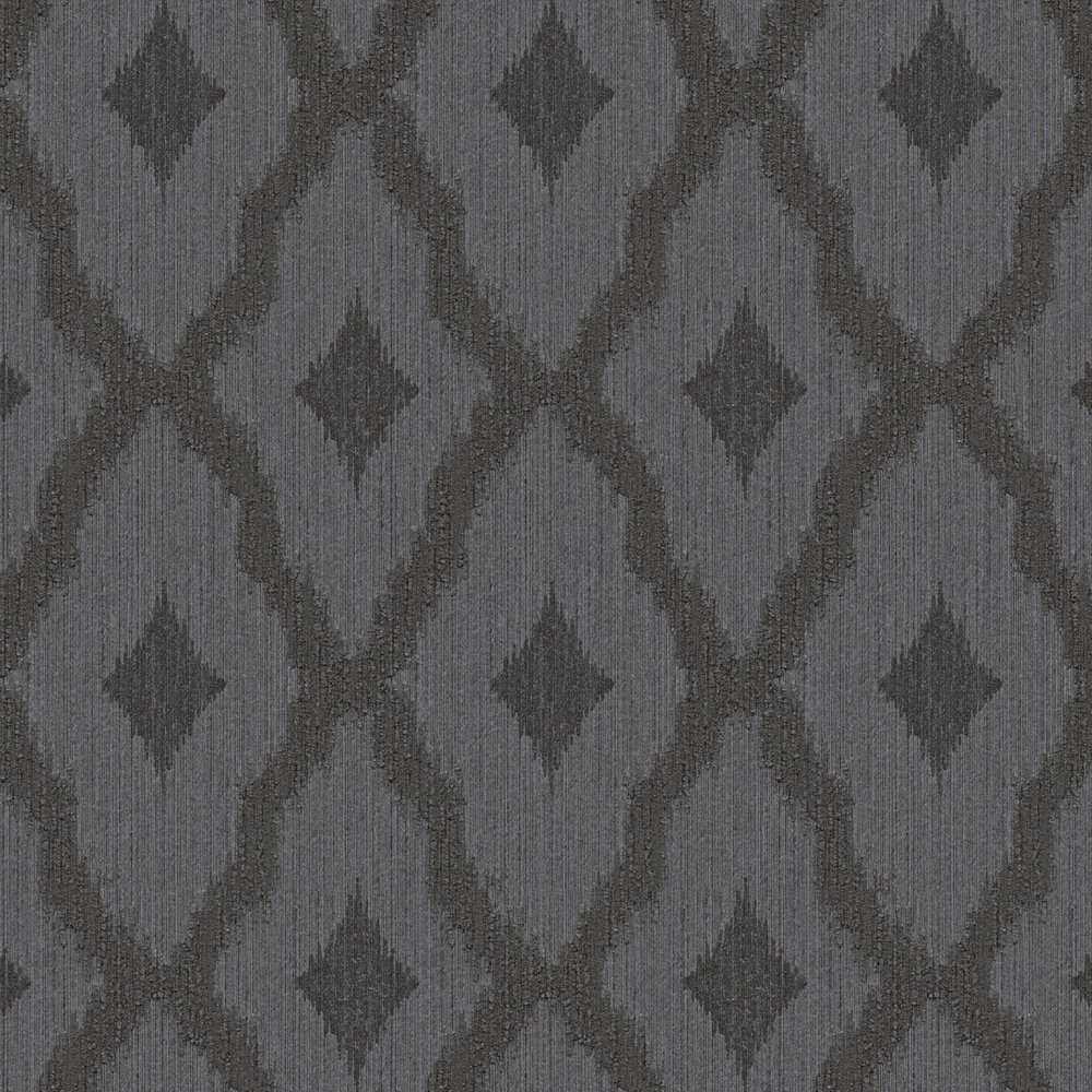             Ikat-stijl patroonbehang met textielstructuur - bruin
        