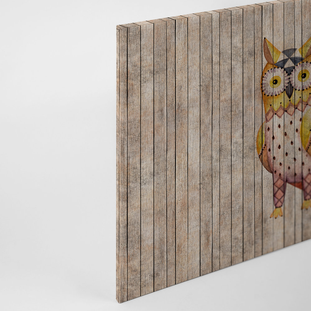             Cuento de hadas 1 - Tablero de madera pared con lienzo búho - 0,90 m x 0,60 m
        