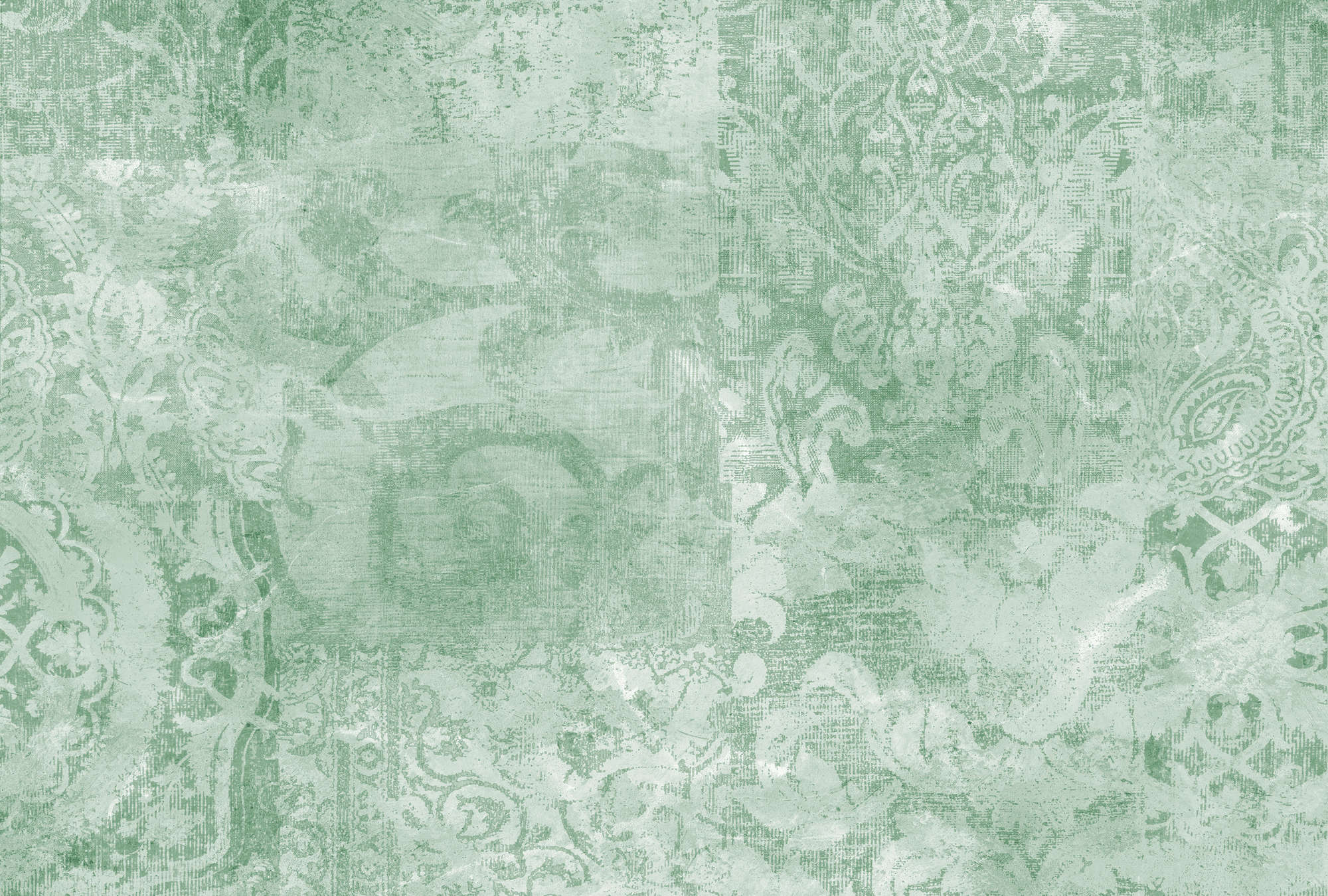             Muro di ornamento misto e look vintage in lino - verde, bianco
        
