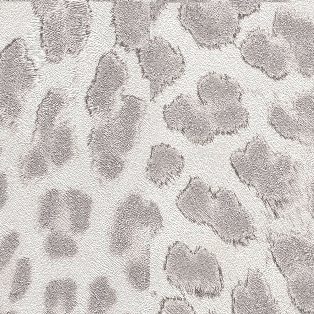             Animal Print papier peint gris avec motif léopard métallisé
        