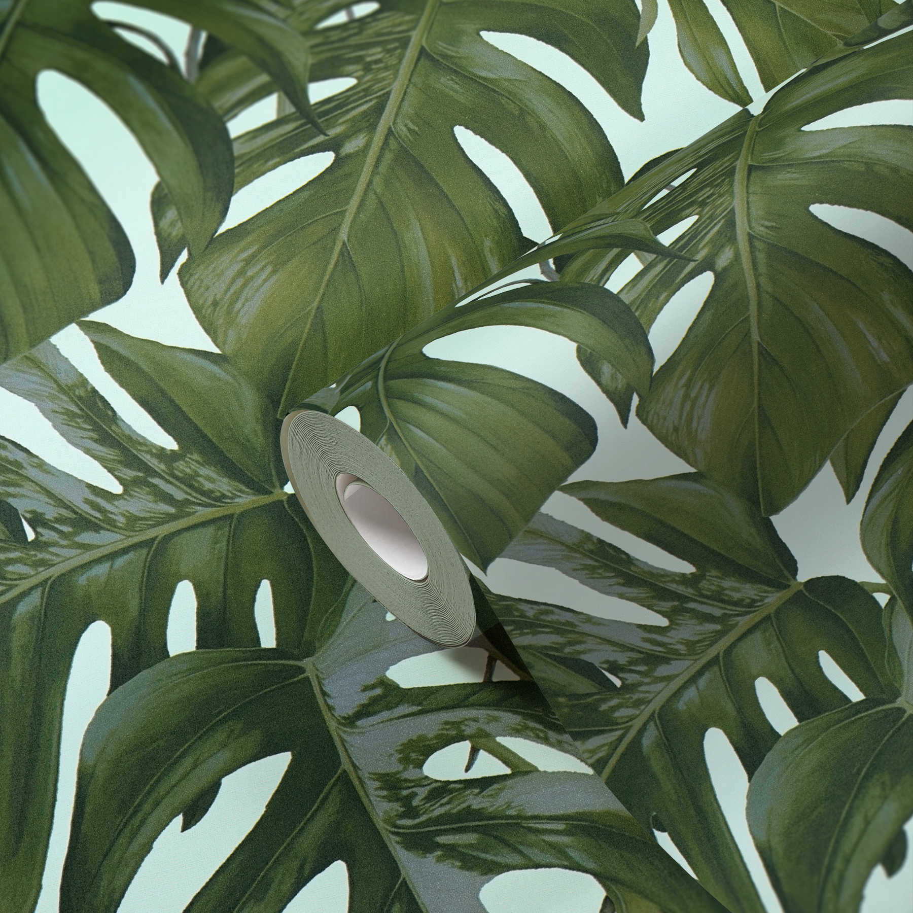             Leaves wallpaper with monstera pattern by MICHALSKY - green
        