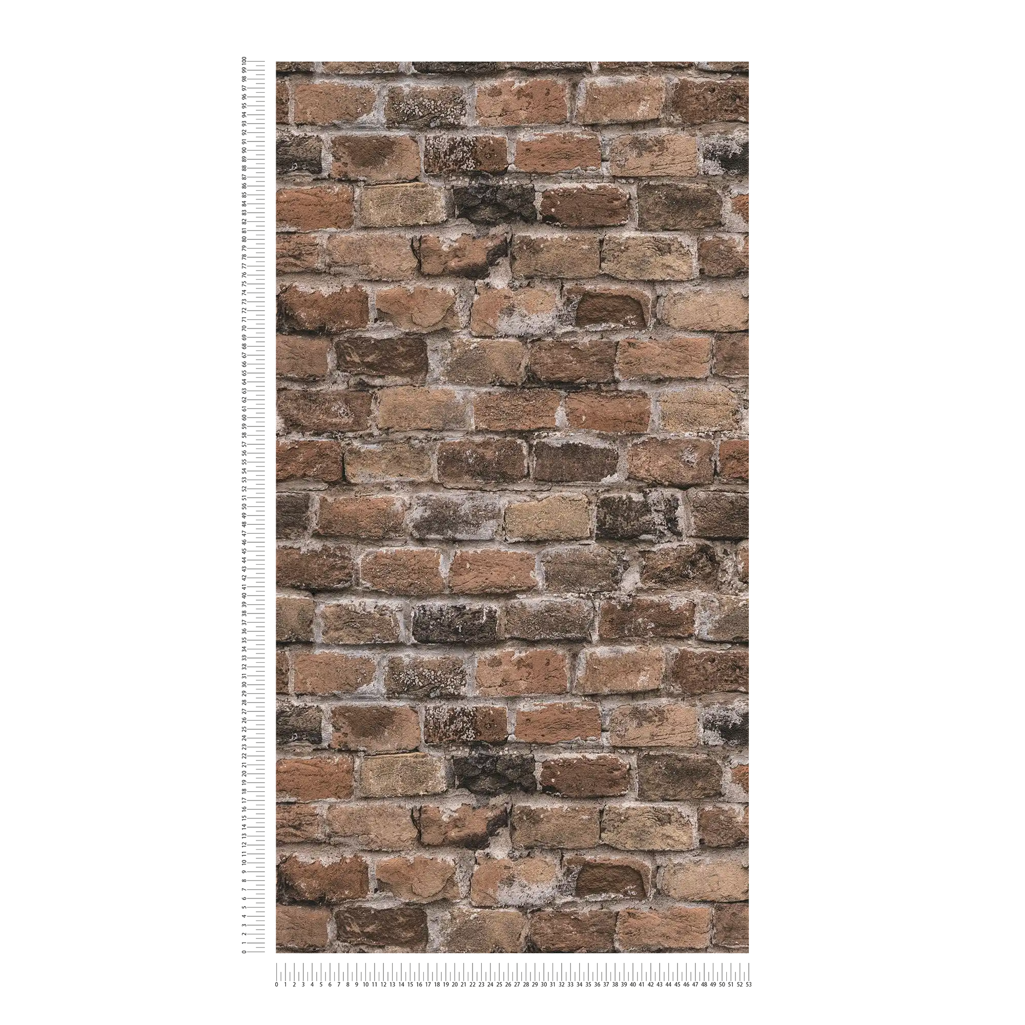             Carta da parati non tessuta effetto pietra con disegno di mattoni - marrone
        