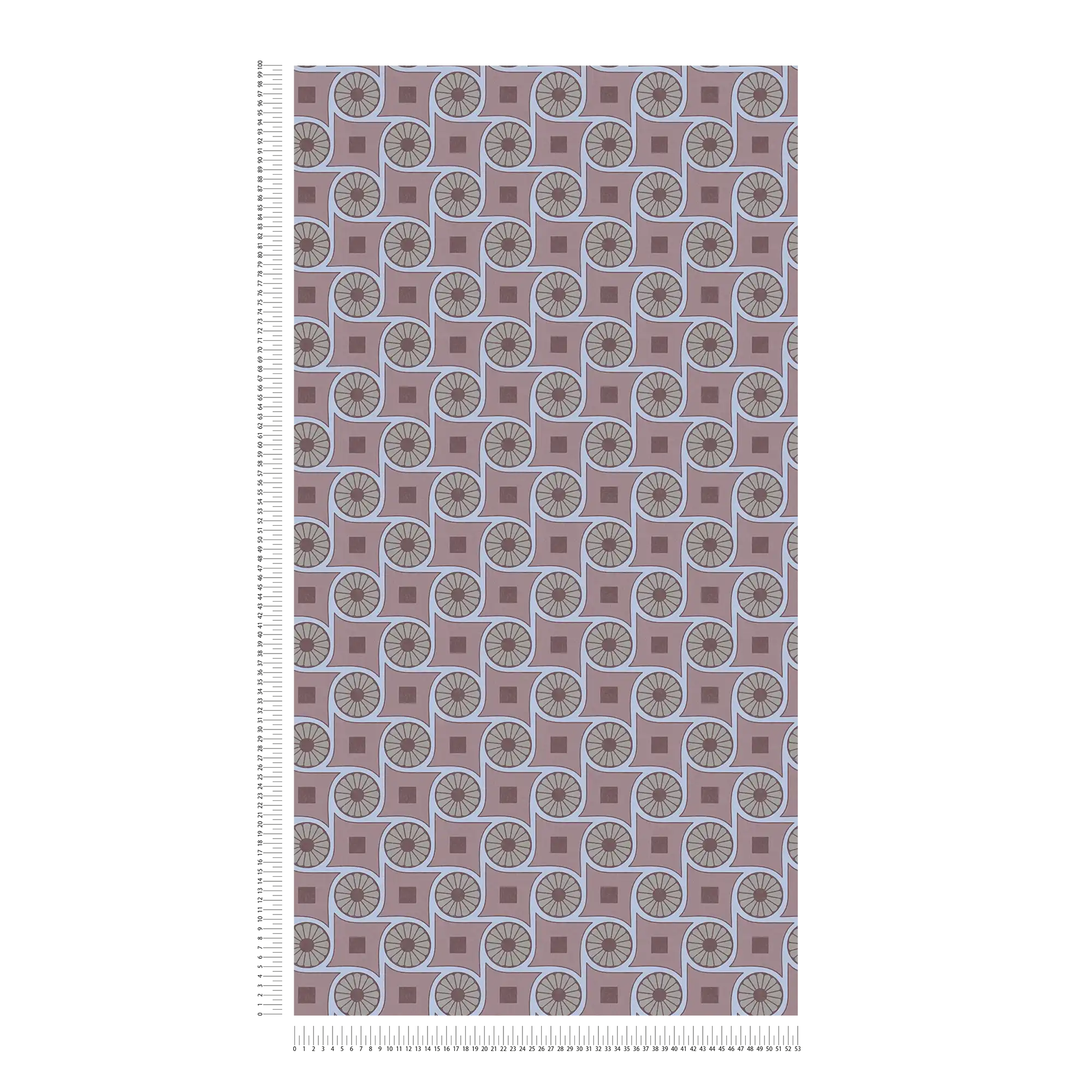             Retro wallpaper with circle pattern and squares - taupe, blue, grey
        