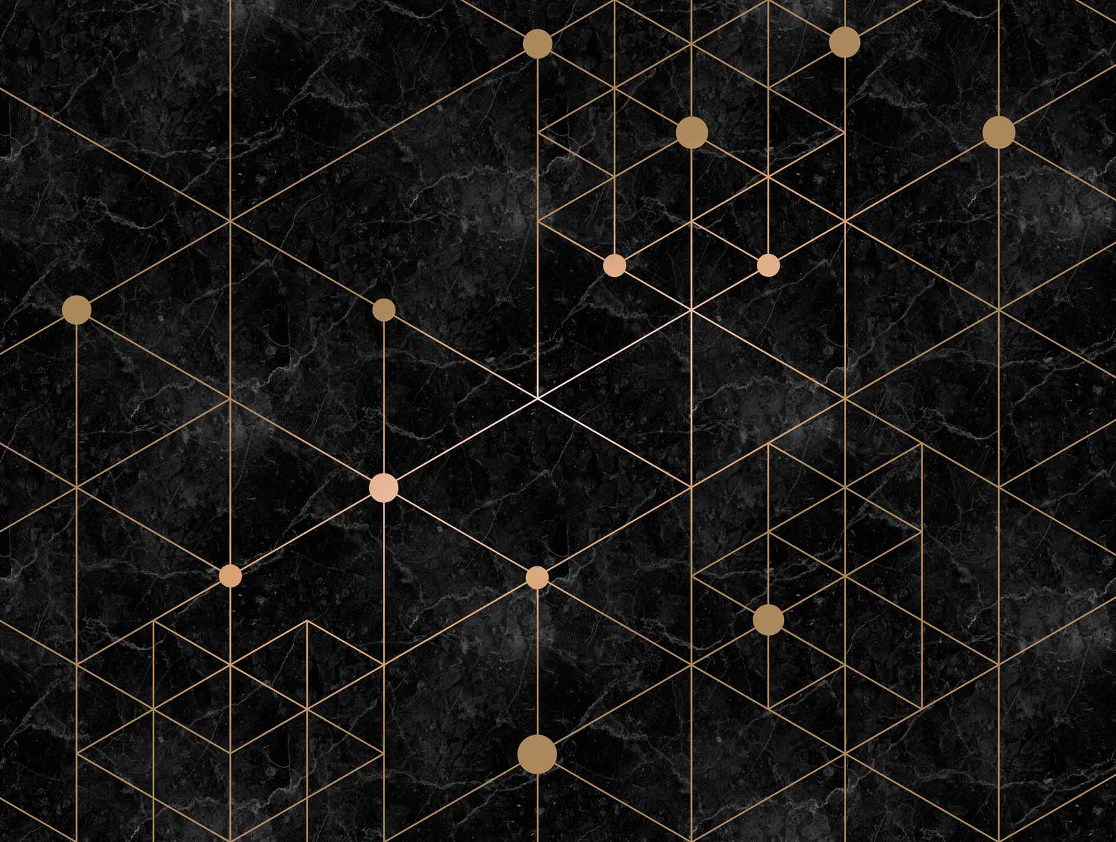             Behang noviteit - zwart marmer motief behang met goud design
        