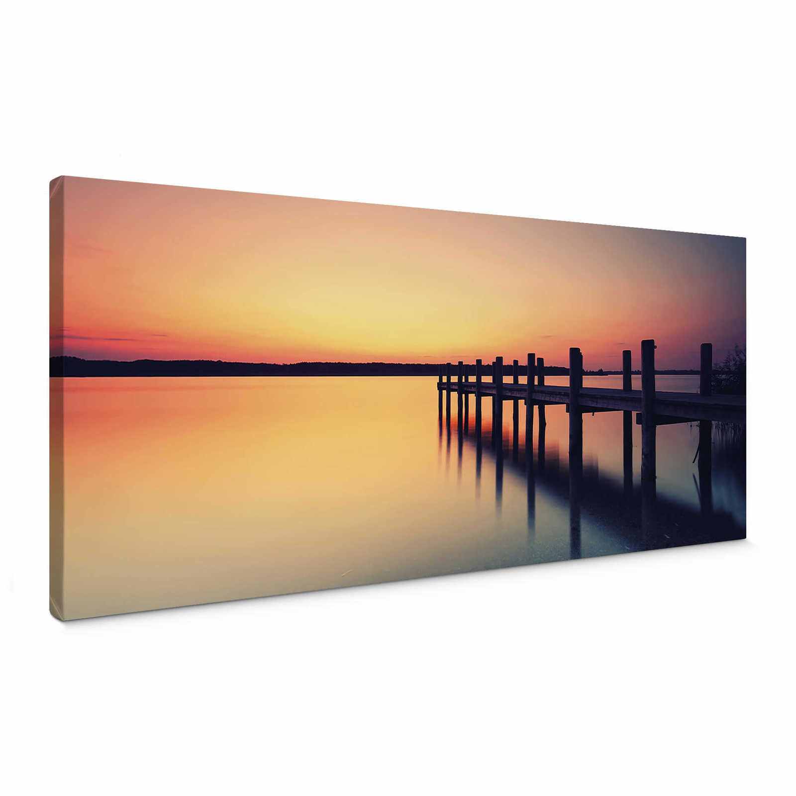         Panoramic canvas print of a bridge on the water
    