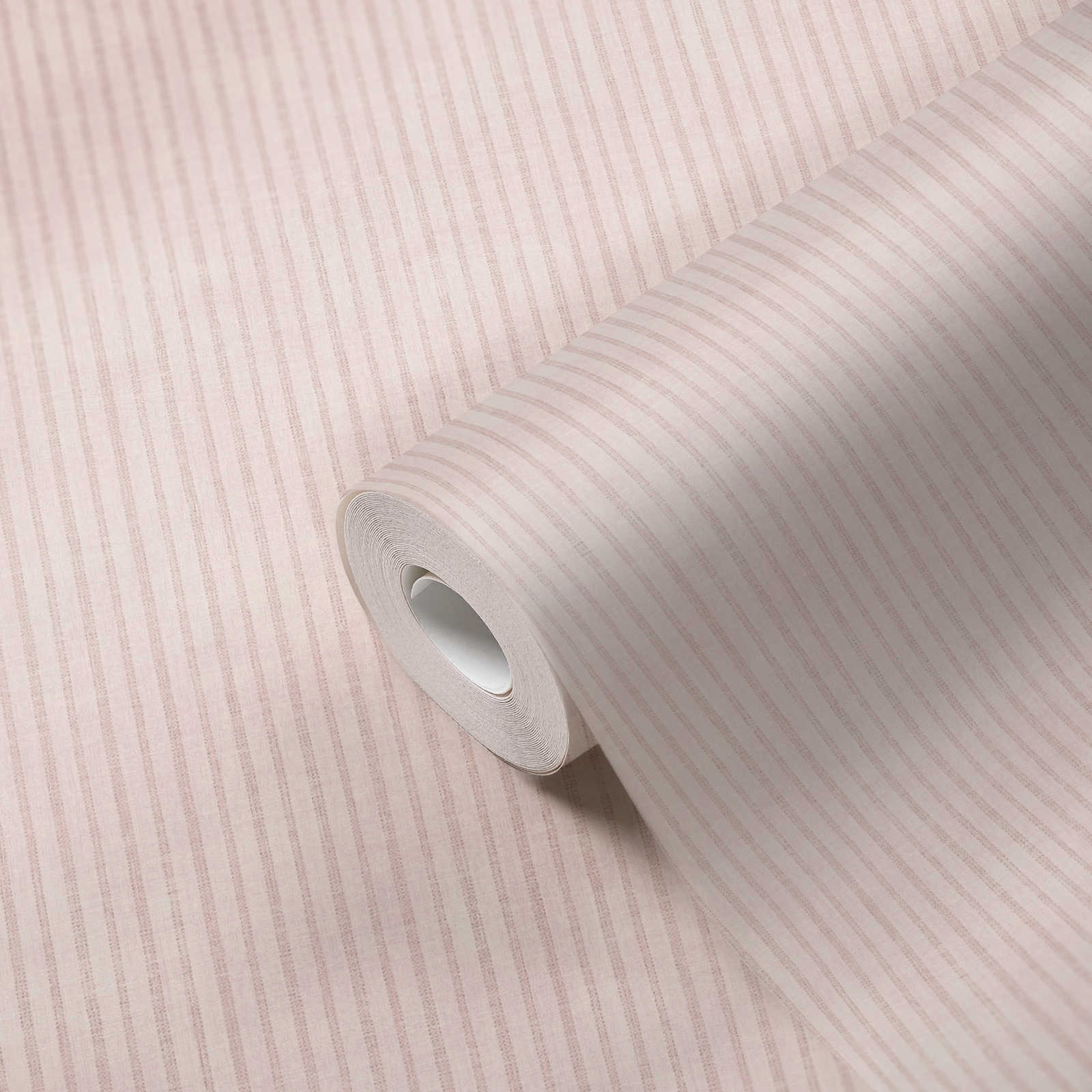             Country style striped wallpaper - cream, pink
        