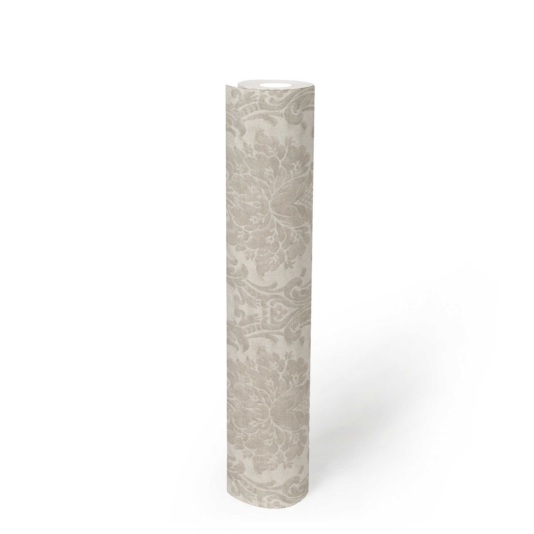             Papier peint ornemental vintage avec décor floral - beige, gris
        