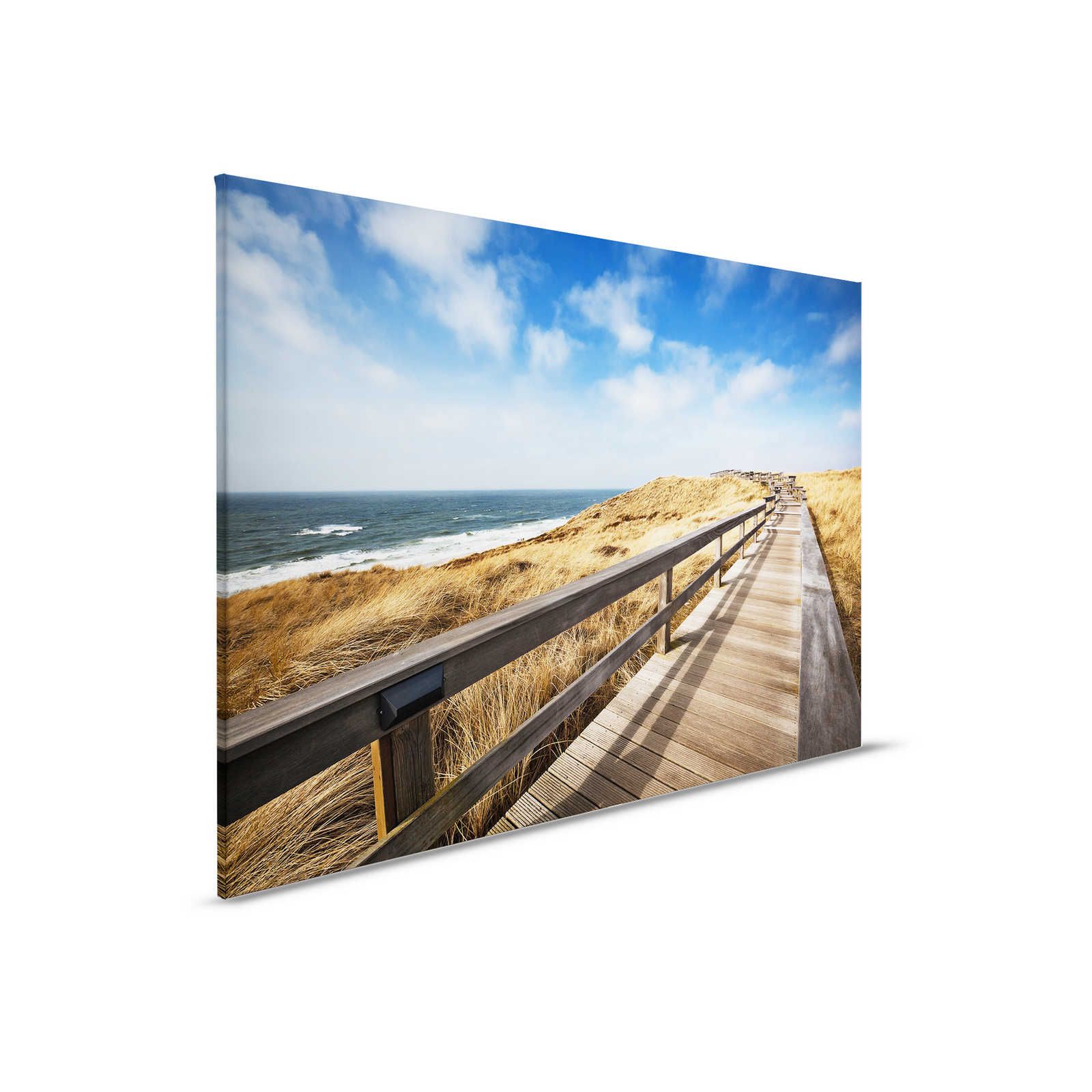         Canvas painting with footbridge in the dunes by the sea - 0.90 m x 0.60 m
    