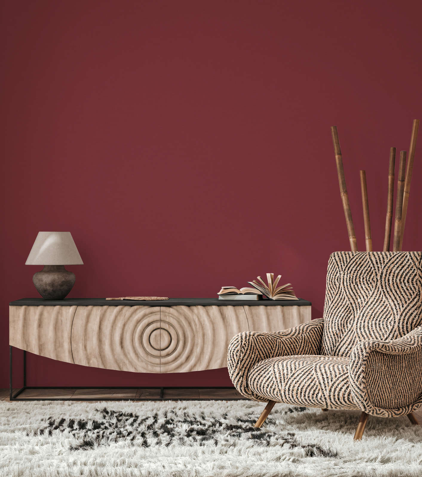             Plain wallpaper in textile look - red
        
