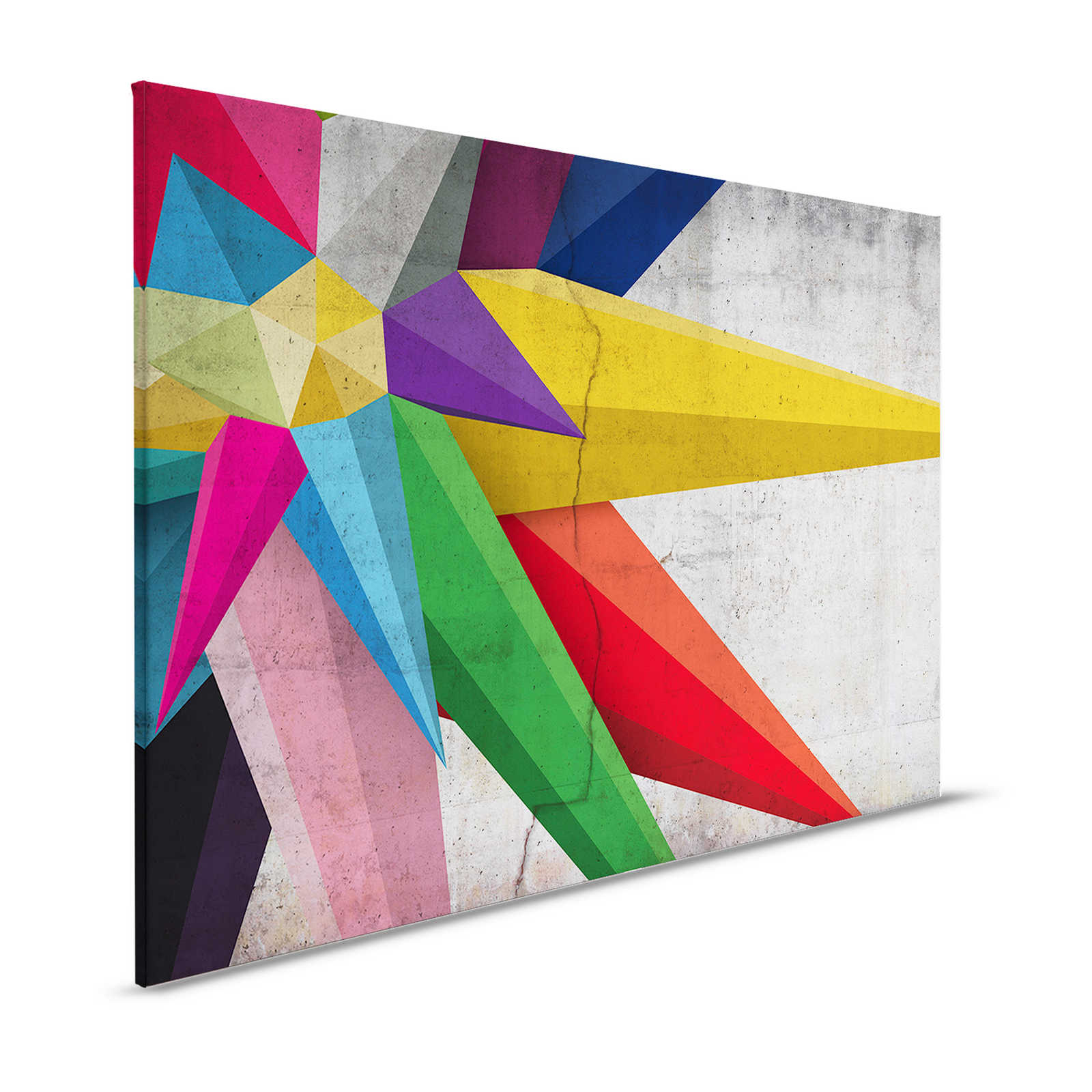Betonnen canvas schilderij met polygoon stijl ster grafiek - 1.20 m x 0.80 m
