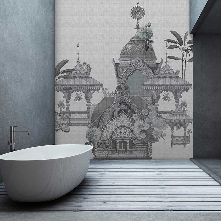 Jaipur 3 - Papier peint panoramique Inde décor fleurs & architecture
