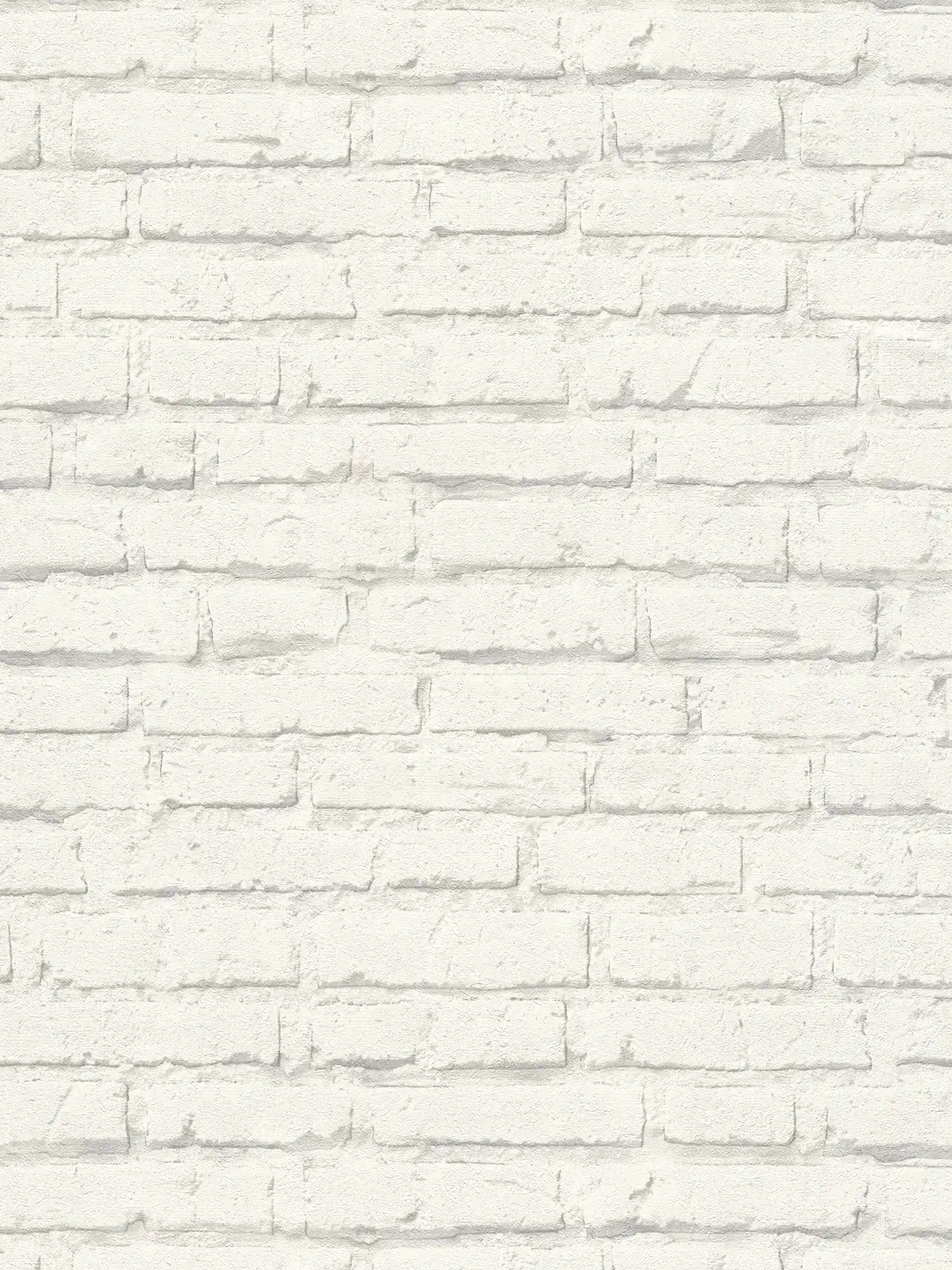 Papier peint pierre, mur de briques blanches avec motif structuré - gris, blanc

