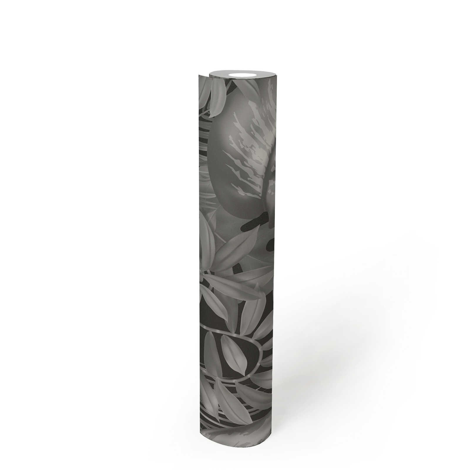             Papel pintado Leaves jungle pattern - gris, negro
        