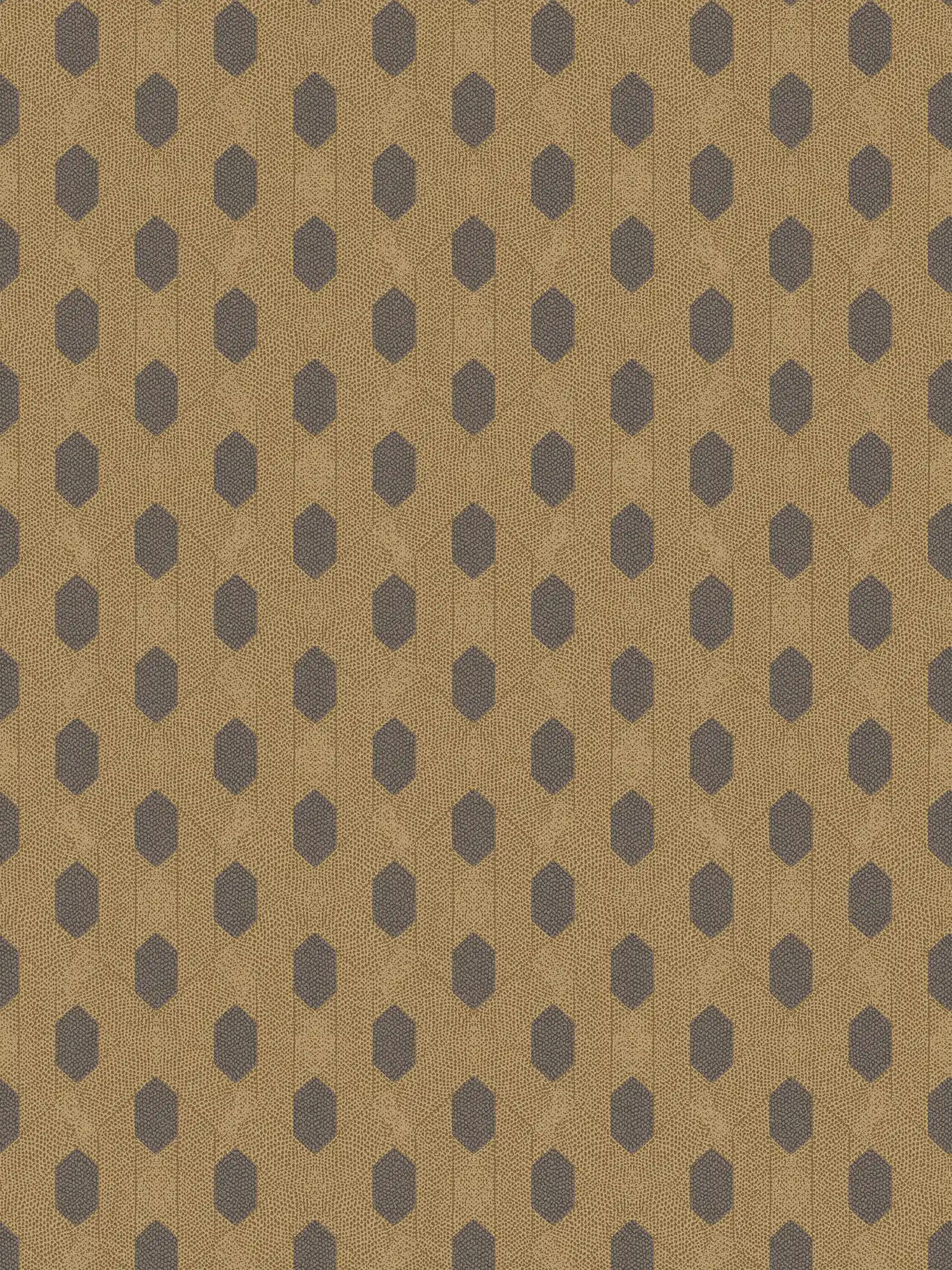 Papel pintado no tejido dorado con motivos geométricos - marrón, dorado, negro
