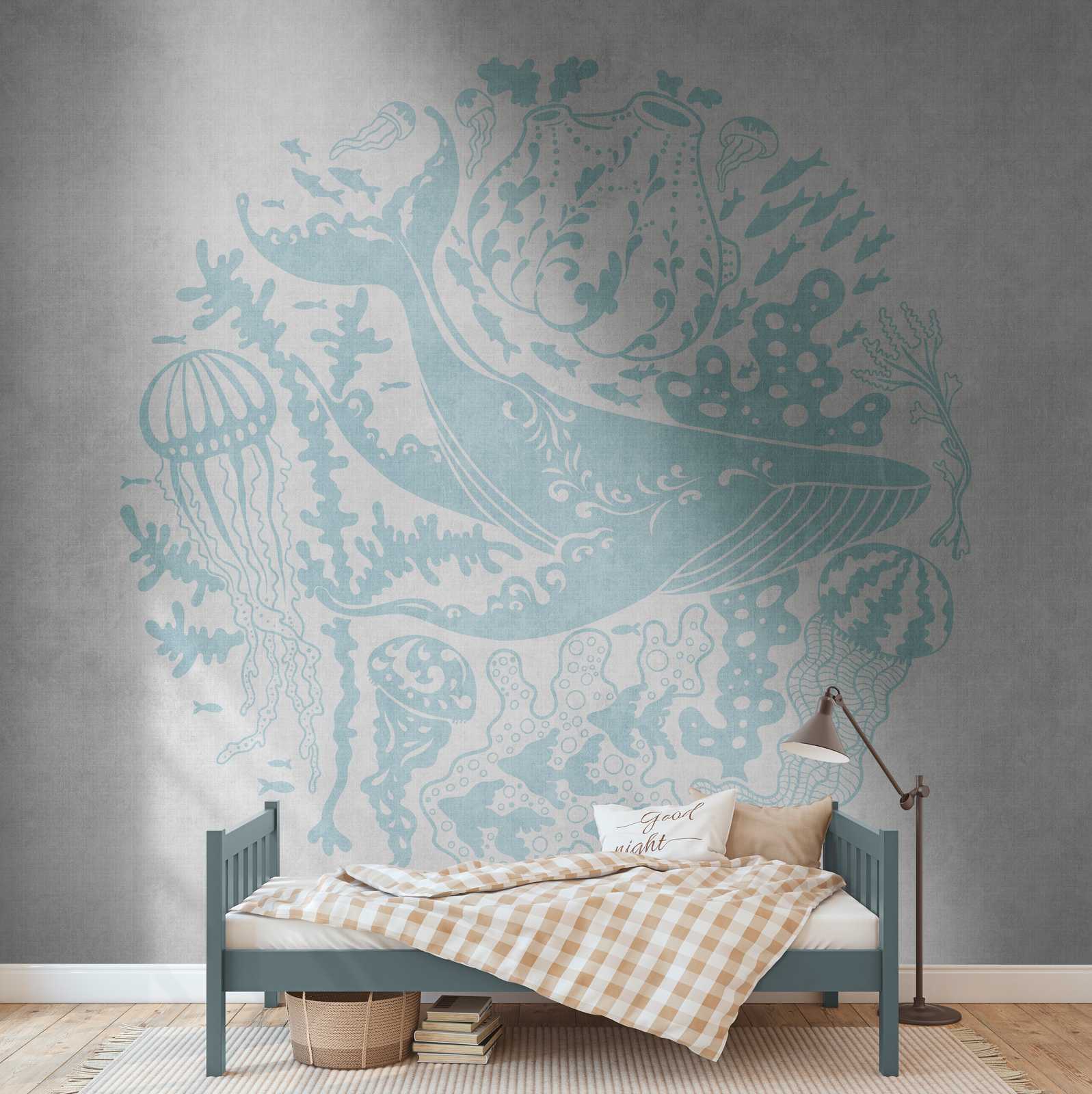             wallpapers nieuwigheid | motief behang onderwater walvis, kwal & koraal
        