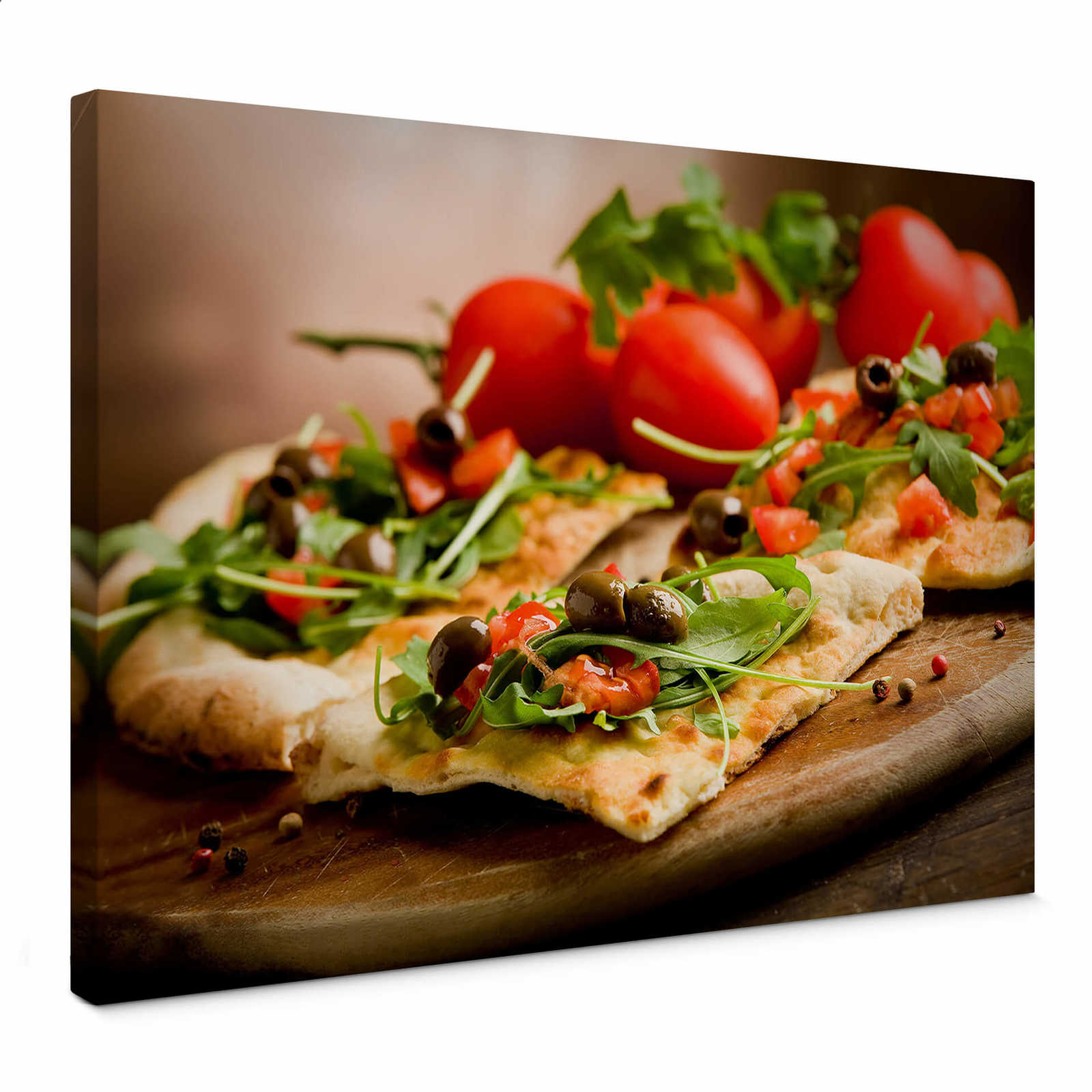         Kitchen canvas print with pizza – colourful
    
