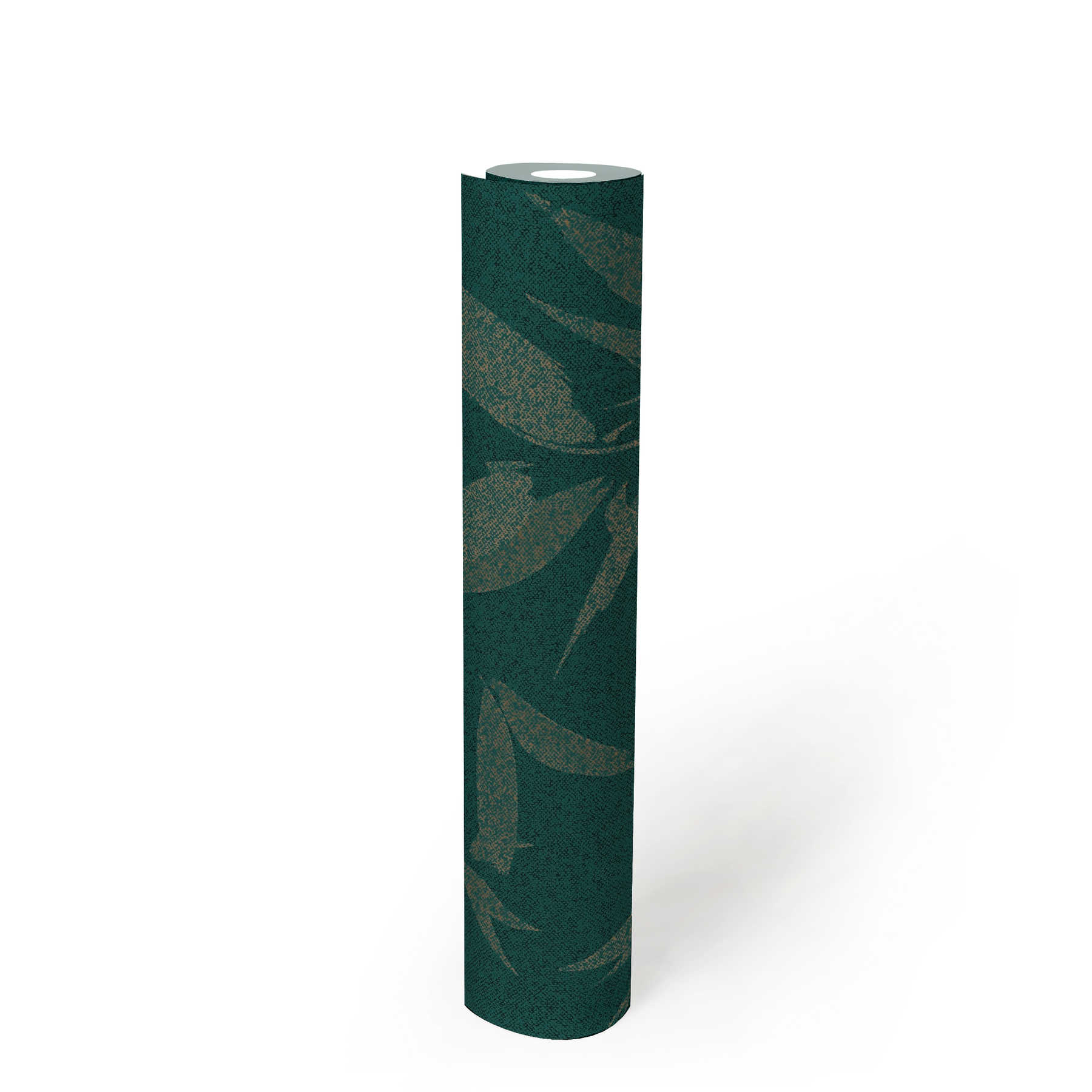             Feuilles papier peint abstrait avec aspect textile - vert, beige
        