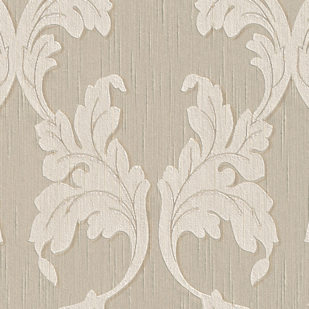             Papel pintado textil de alta calidad con vides ornamentales - beige, crema
        