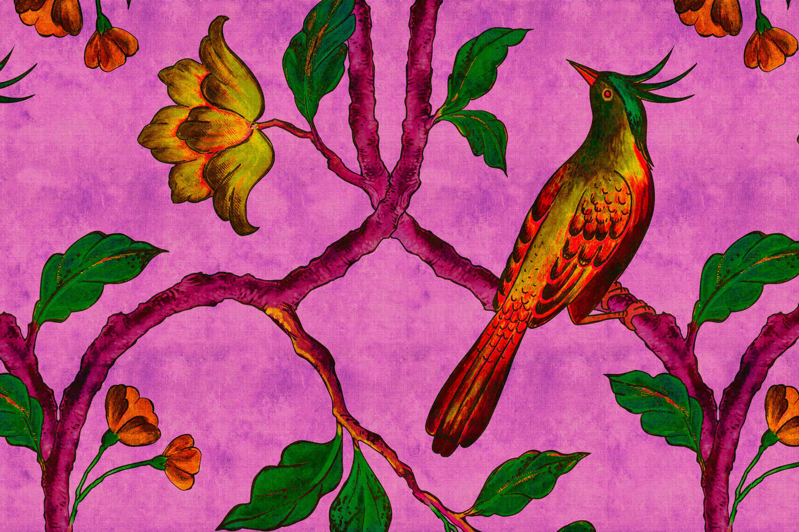             Bird Of Paradis 2 - Tableau toile Oiseau de paradis en structure lin naturel - 0,90 m x 0,60 m
        
