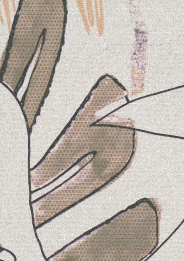             behang nieuwigheid - motief behang bladeren ontwerp in tekenstijl
        
