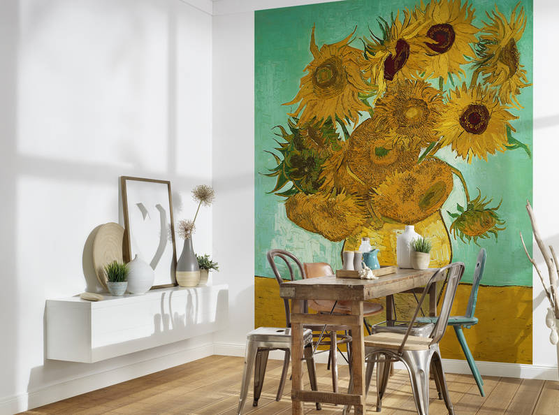             Zonnebloemen" muurschildering van Vincent van Gogh
        