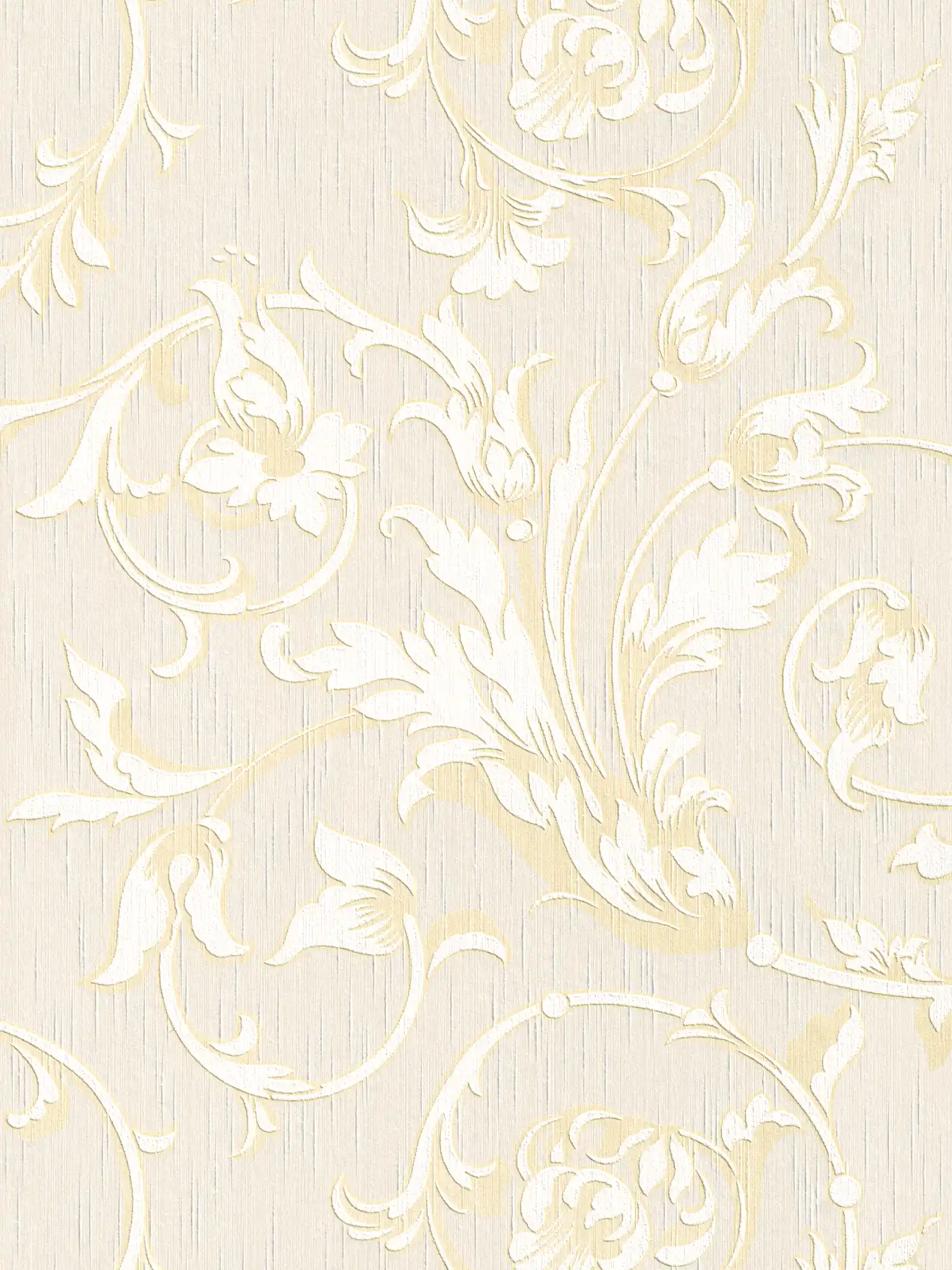 Hermitage wallpaper with floral ornament - beige, cream

