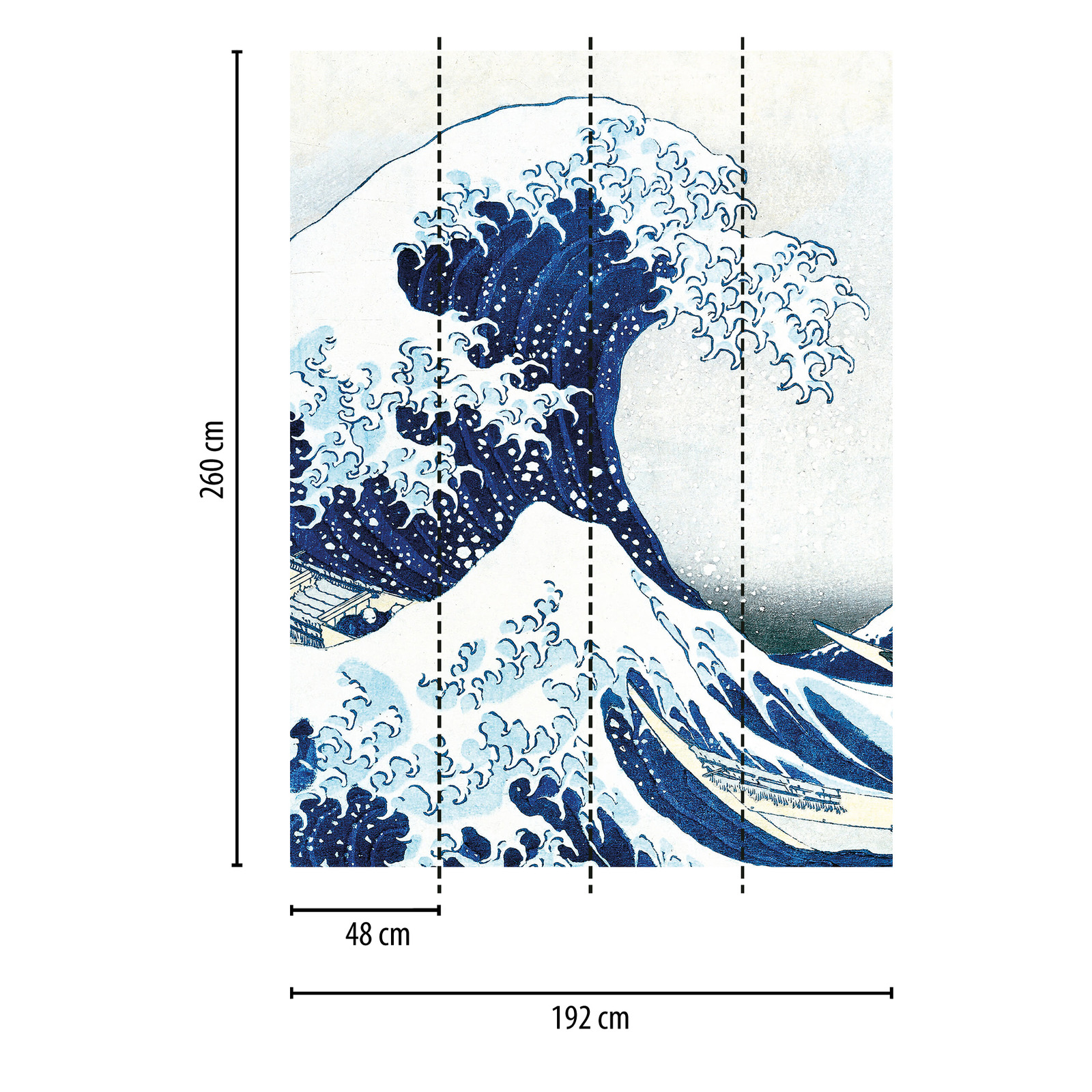             Photo wallpaper narrow wave drawn in blue - Blue, White
        