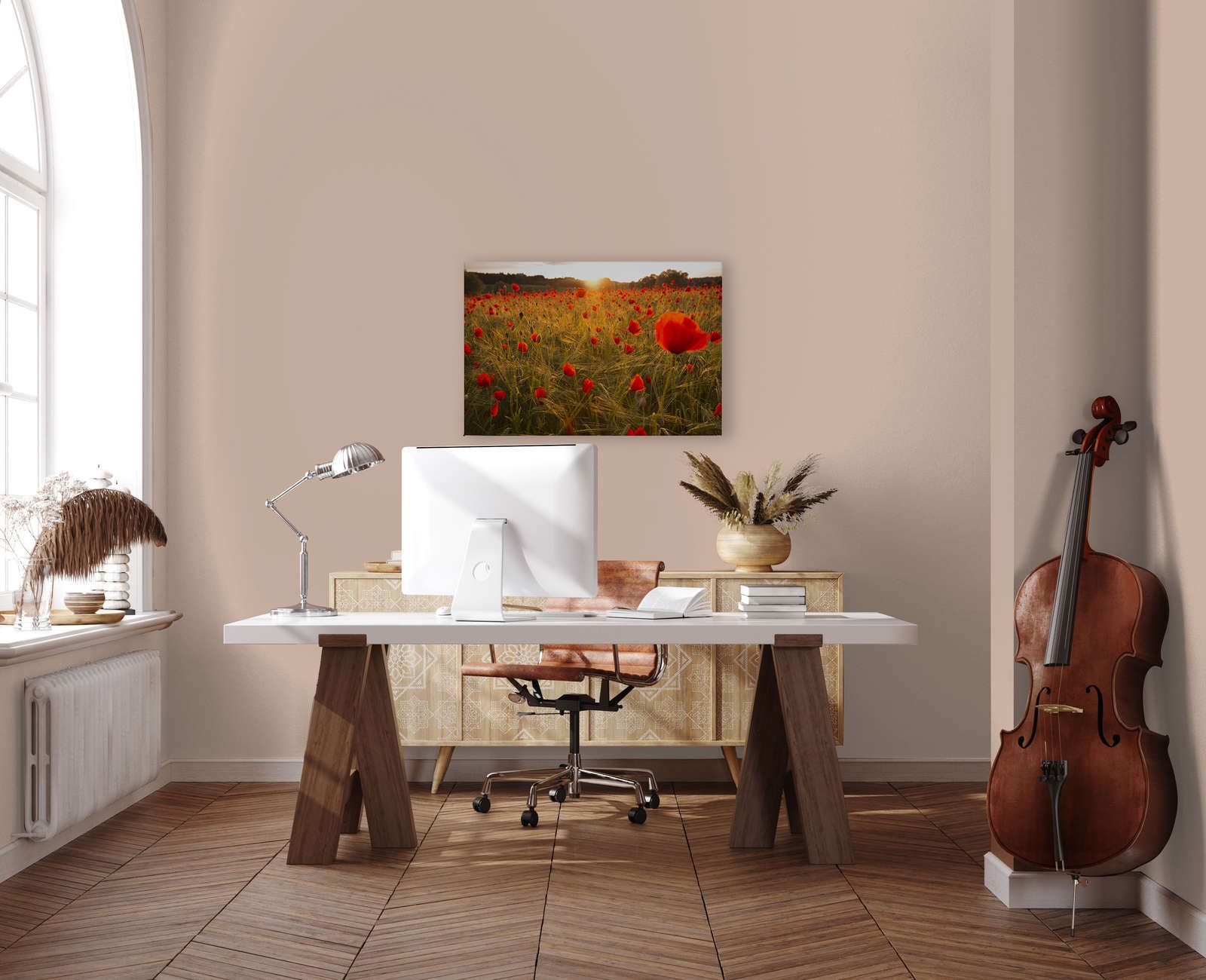             Quadro su tela Paesaggio con prato di papaveri - 0,90 m x 0,60 m
        