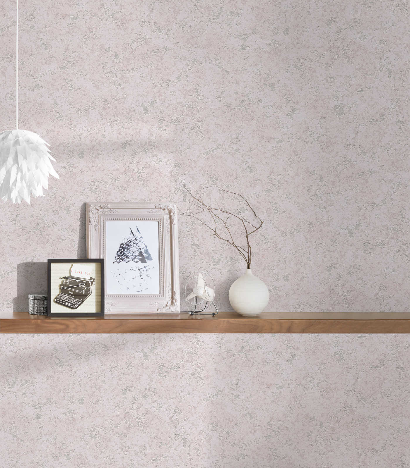             Non-woven wallpaper with textured pattern in plaster look - pink
        