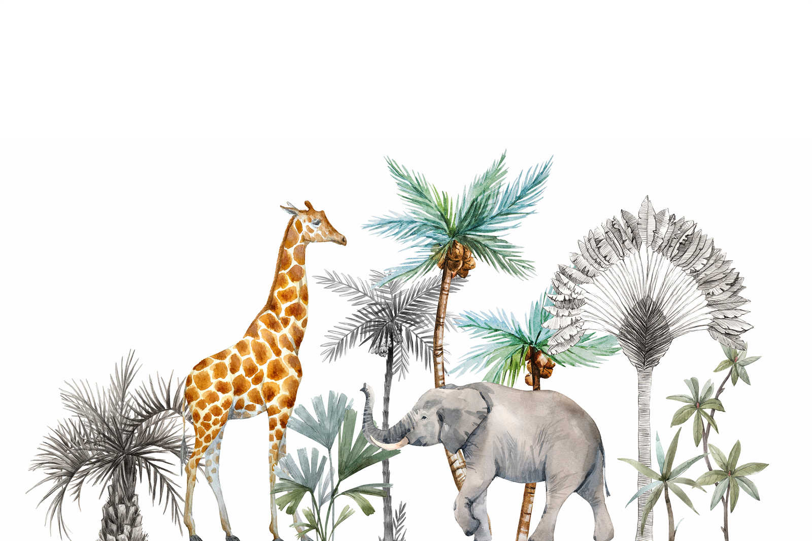             Canvas painting for the children's room with animals and trees - 0.90 m x 0.60 m
        