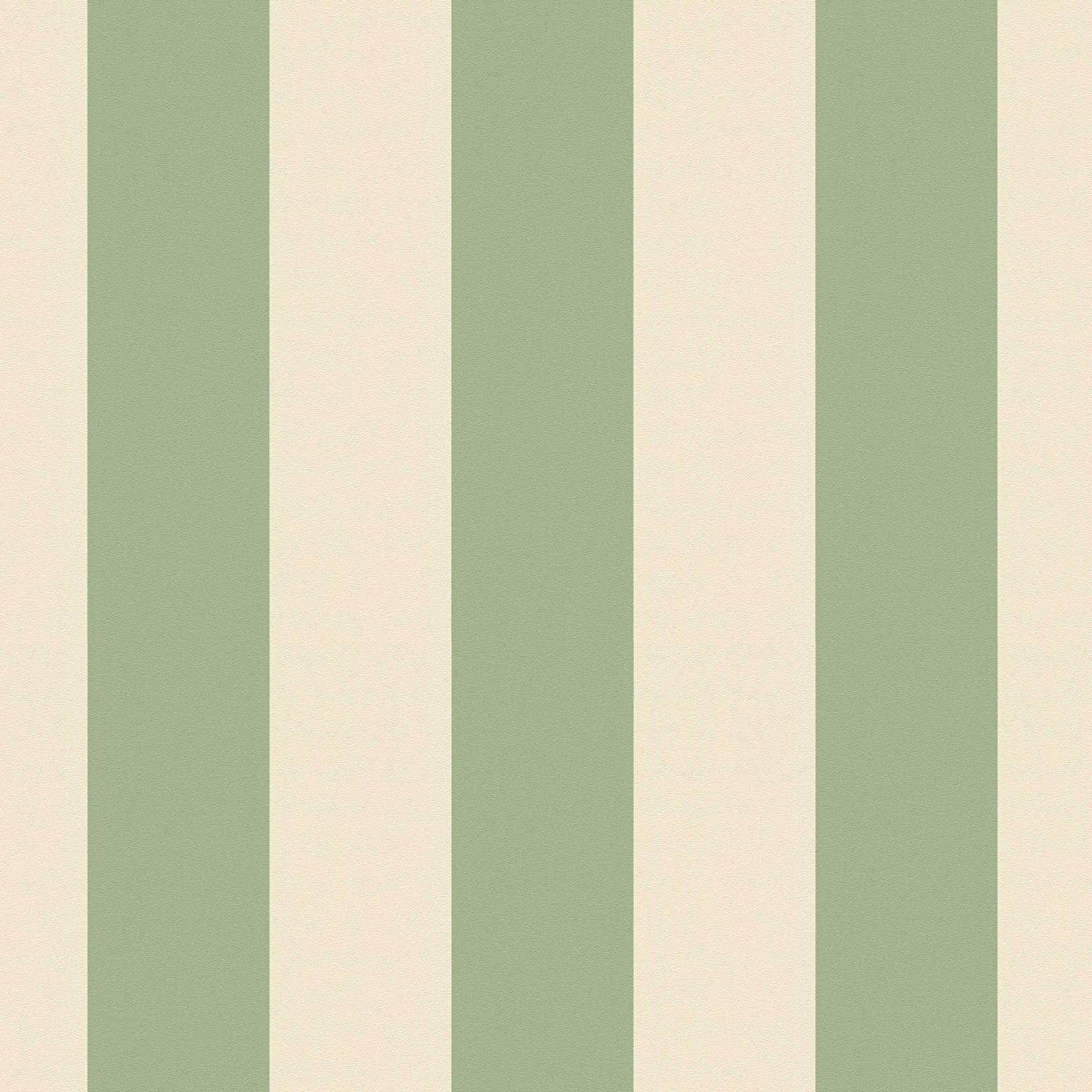             Non-woven wallpaper with block stripes and light structure - beige, green
        