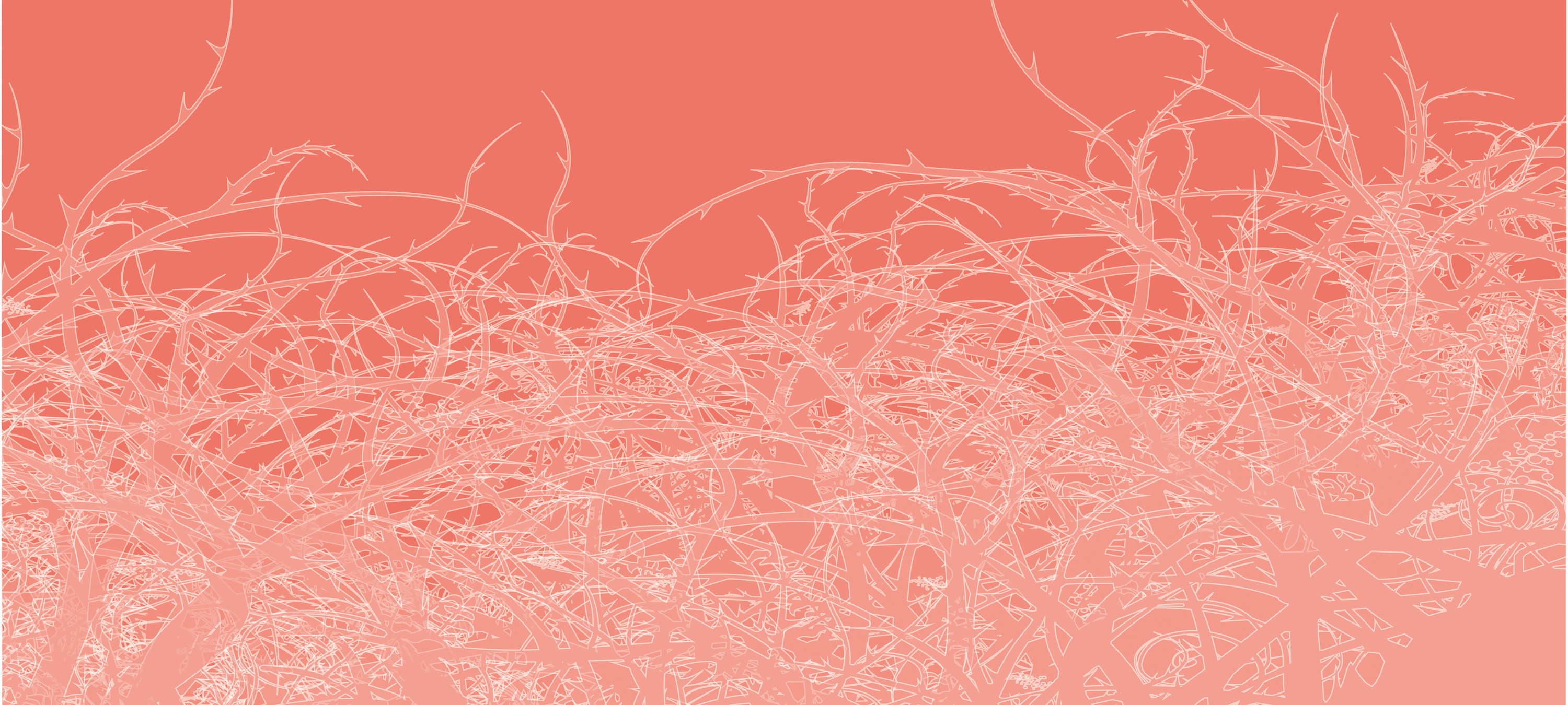             Graphic Design Thorny Vines Behang - Roze, Wit, Rood
        