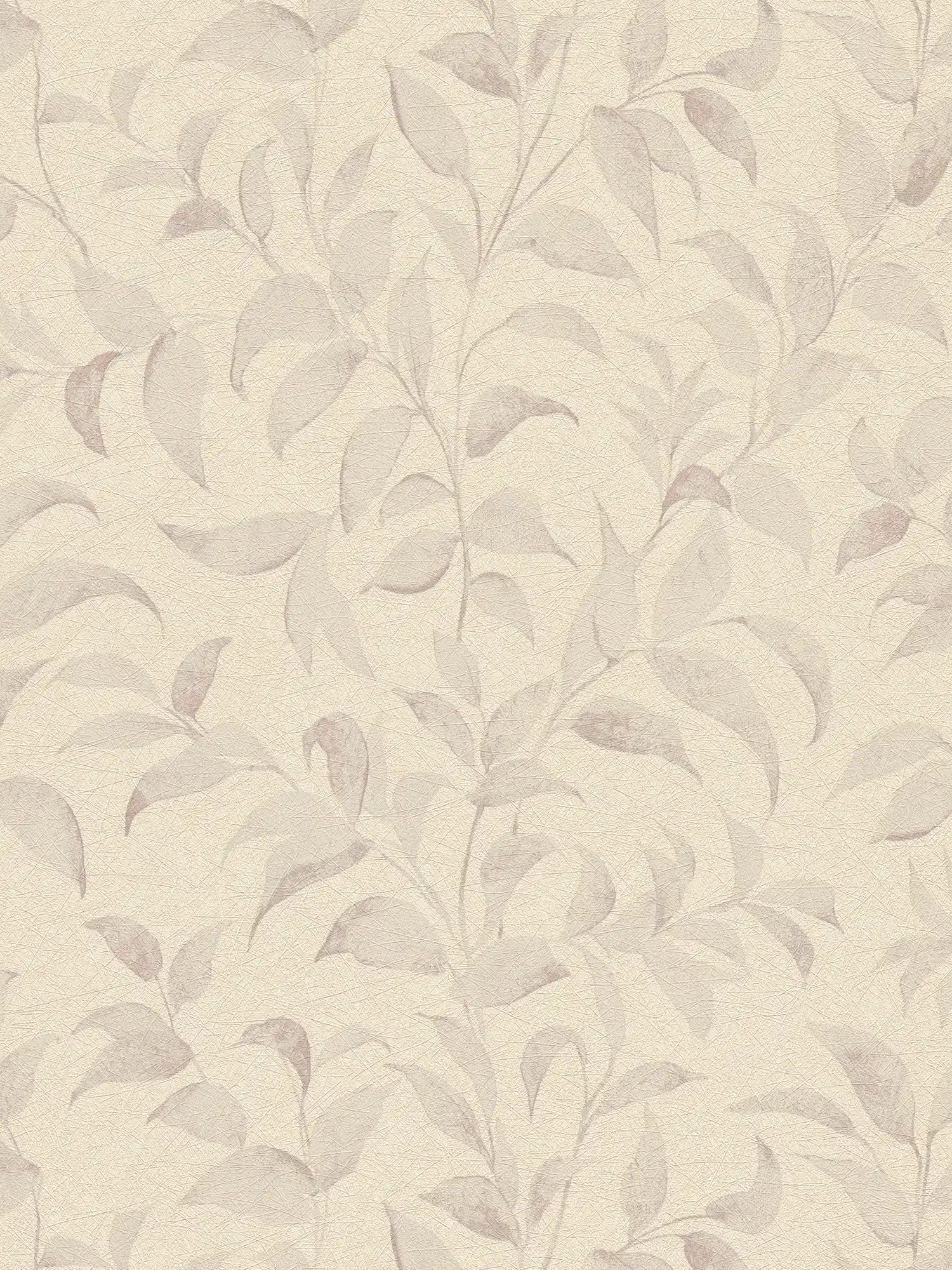 Floral wallpaper with leaves shimmering textured - grey, silver
