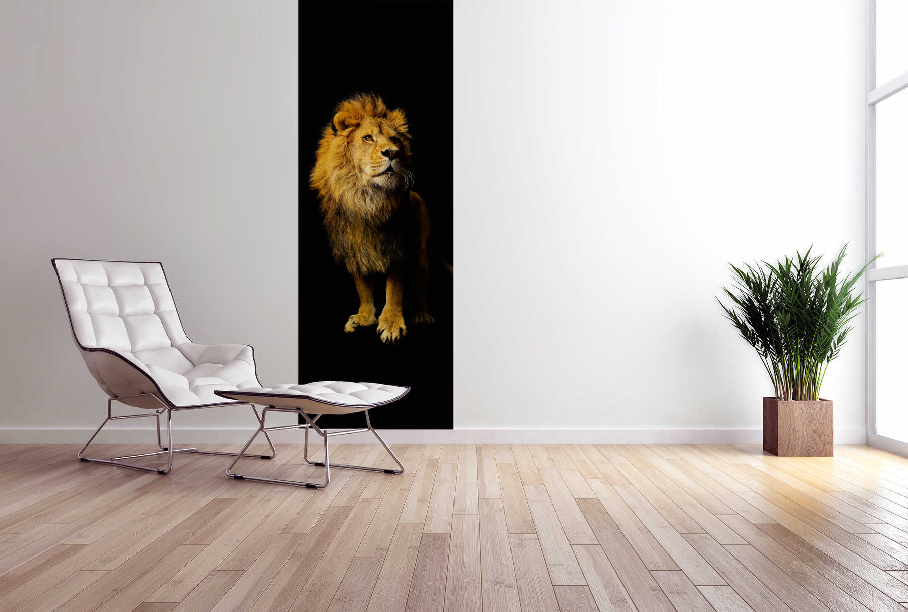             Animal mural lion motif on premium smooth fleece
        