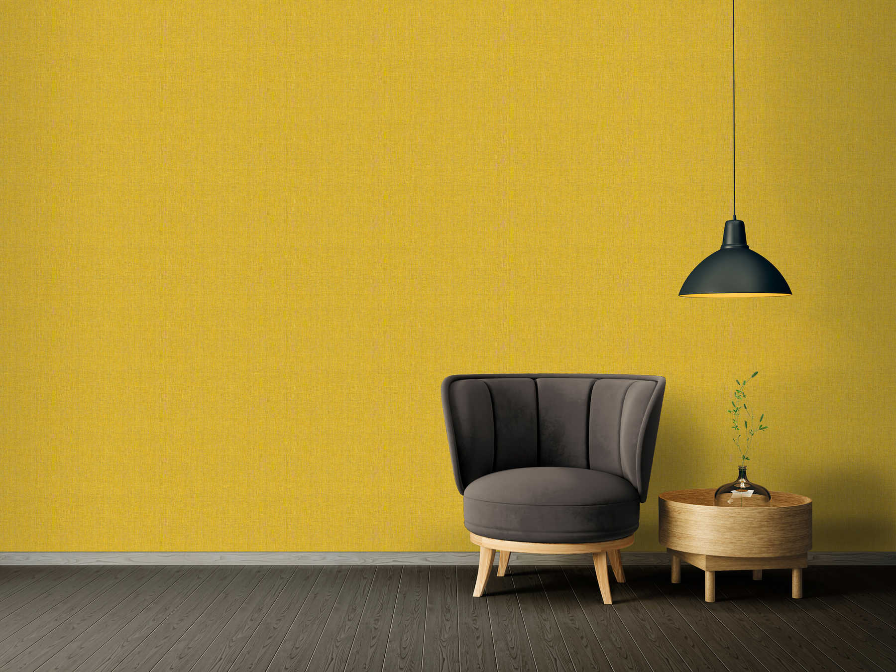            Plain wallpaper textile look with details in silver & grey - yellow, grey, silver
        