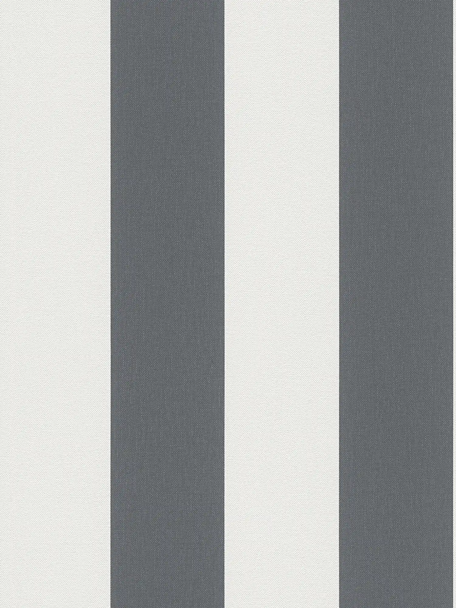 Papier peint à rayures en bloc avec structure en lin - gris, blanc
