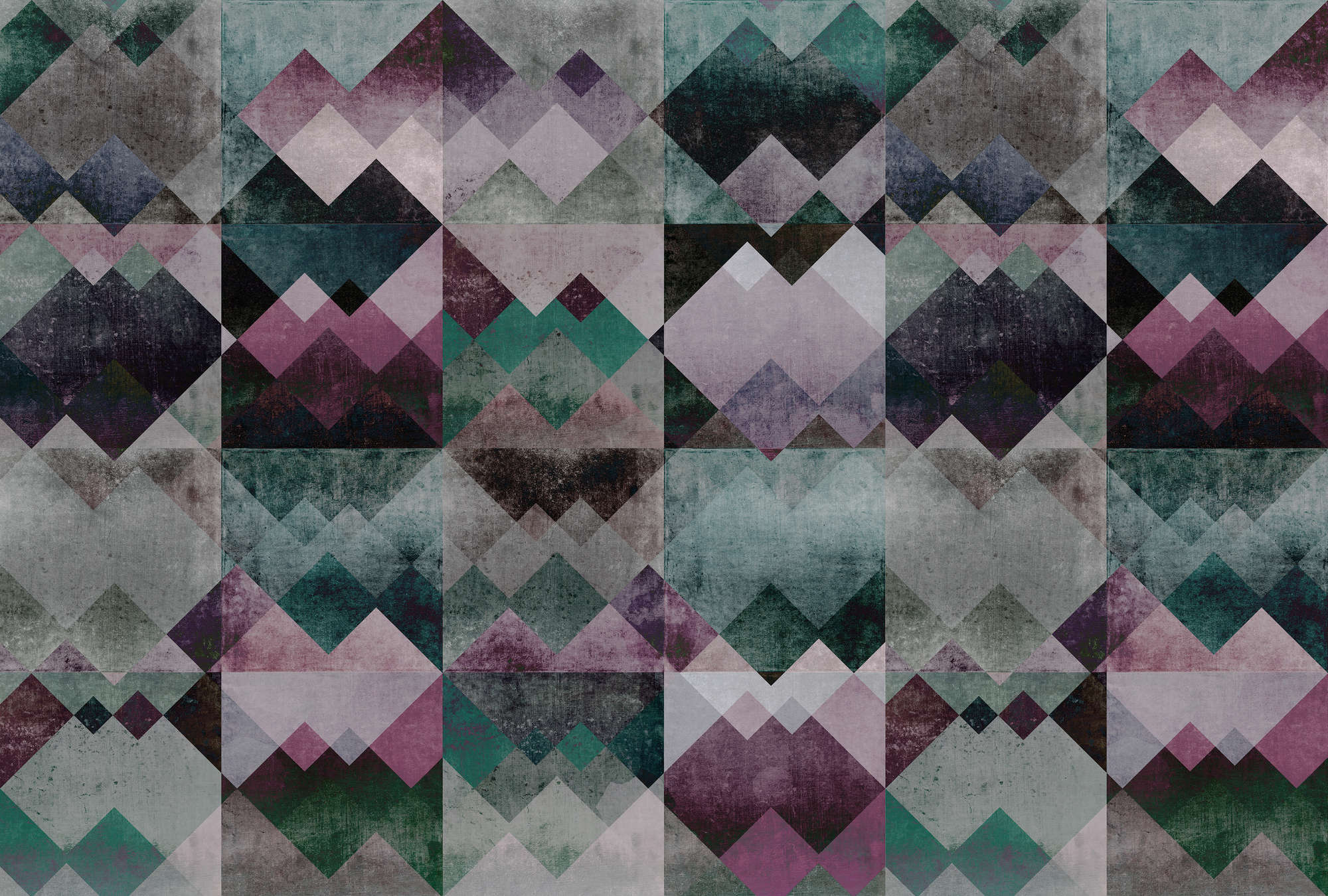             Papier peint géométrique montagne - violet, vert
        