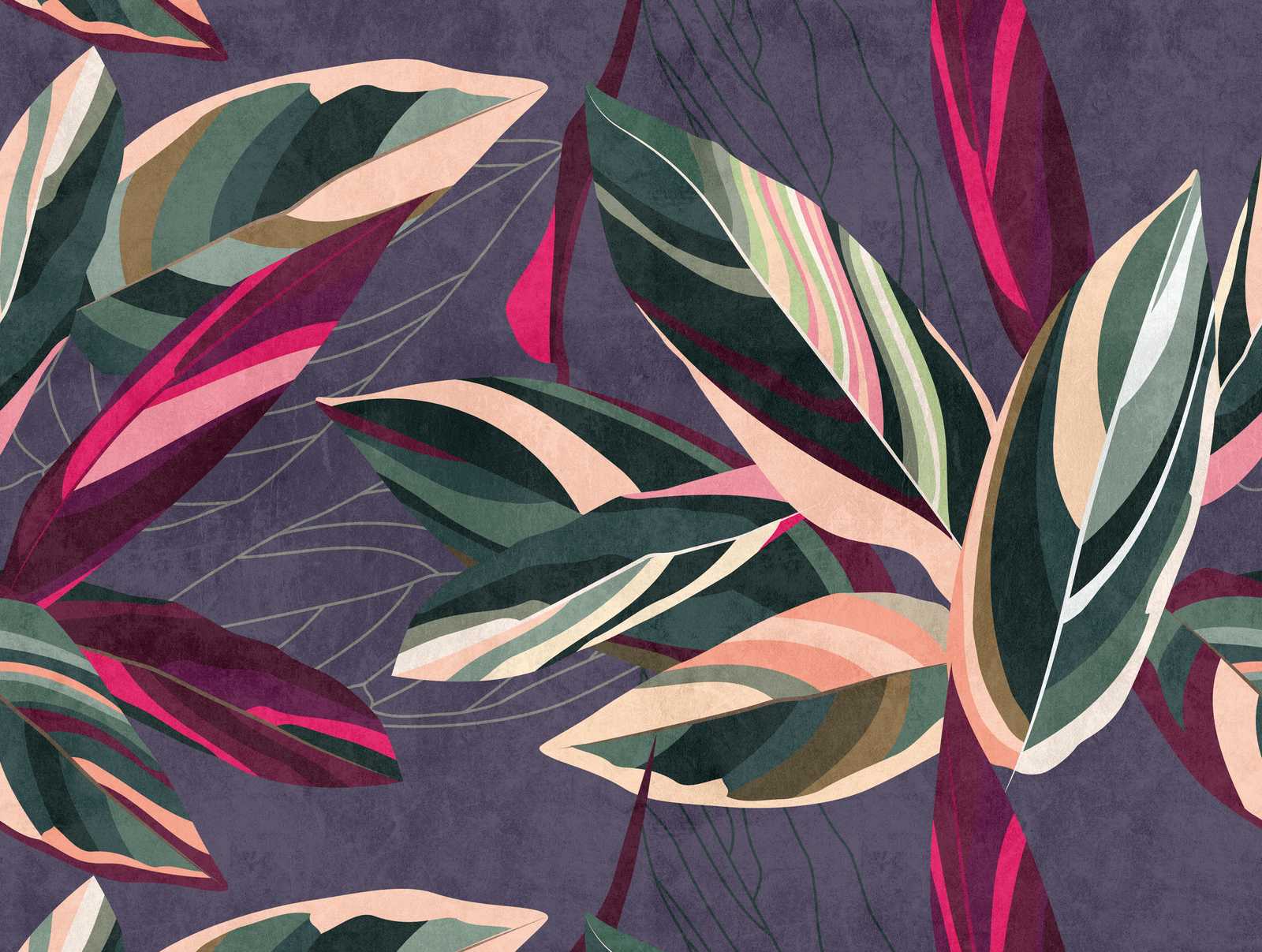             Behang nieuwigheid - motief behang blad ontwerp in kleur blok stijl
        