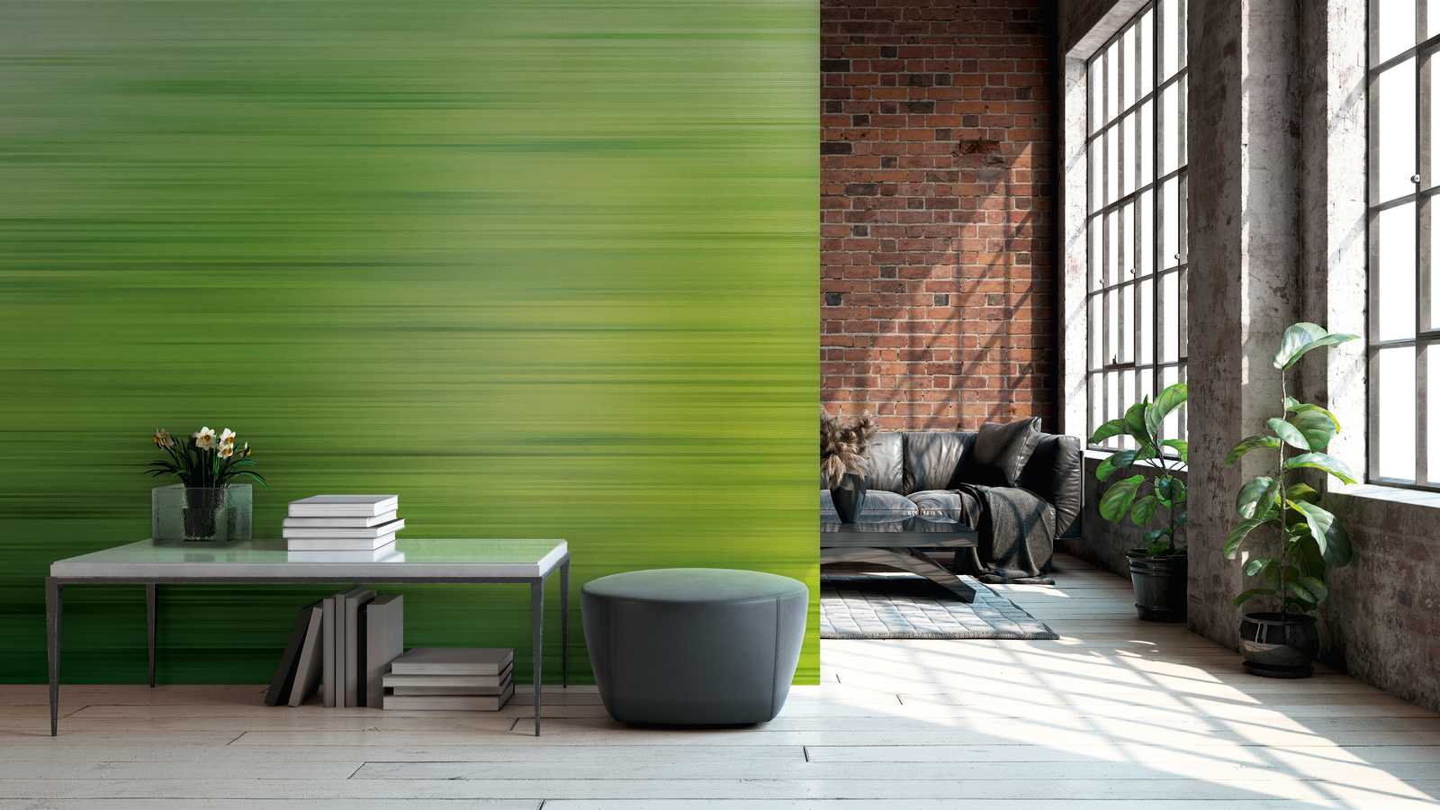             Behang noviteit - groen motief behang met kleurverloop design
        