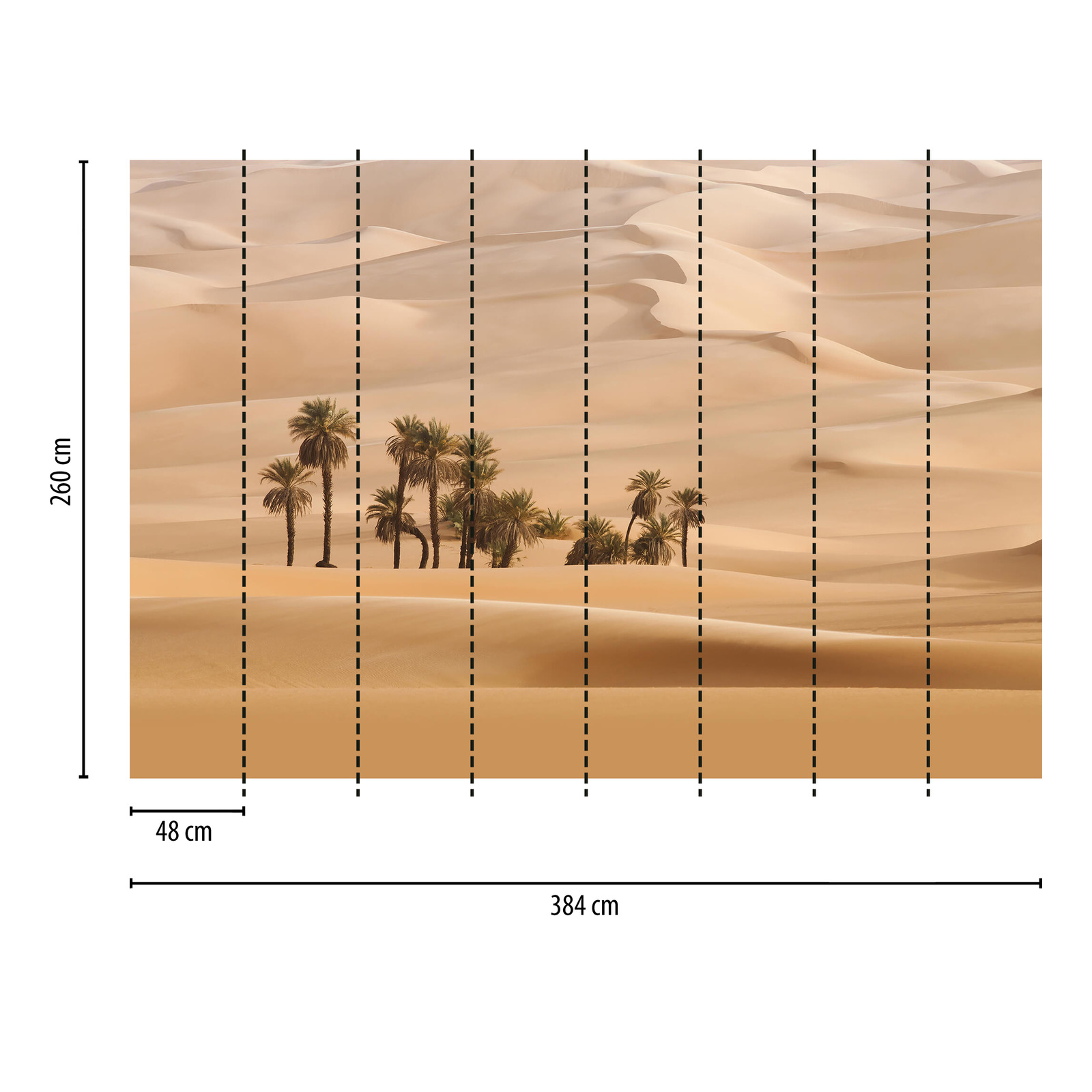             Photo wallpaper desert with palm trees - beige
        