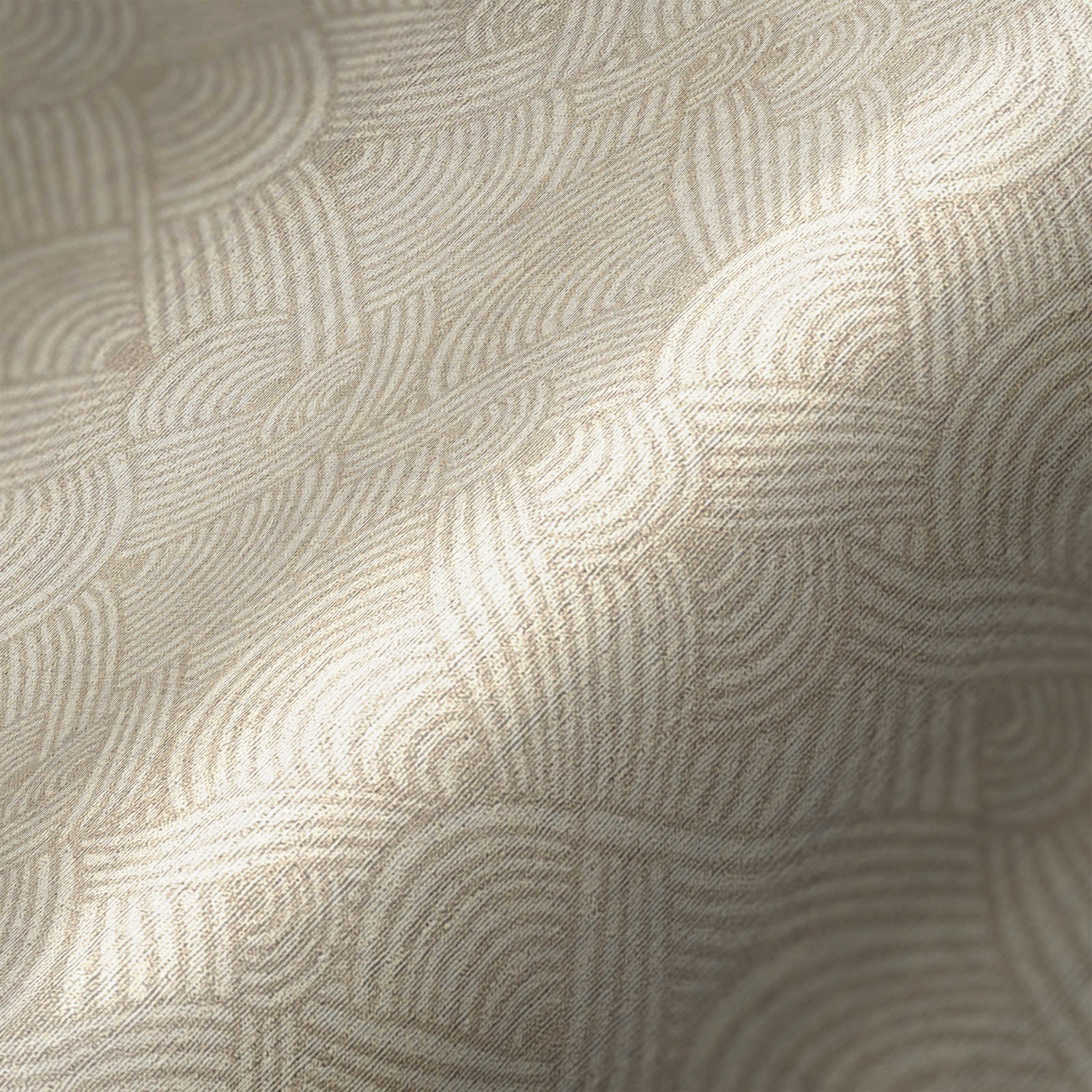             Papier peint beige crème Motif ondulé avec détails structurés de style ethnique
        