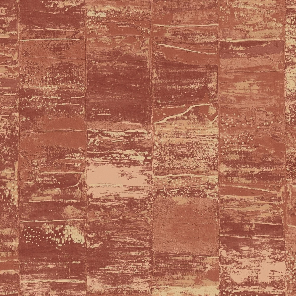             Non-woven wallpaper rust red with structure design in used look - red, brown
        