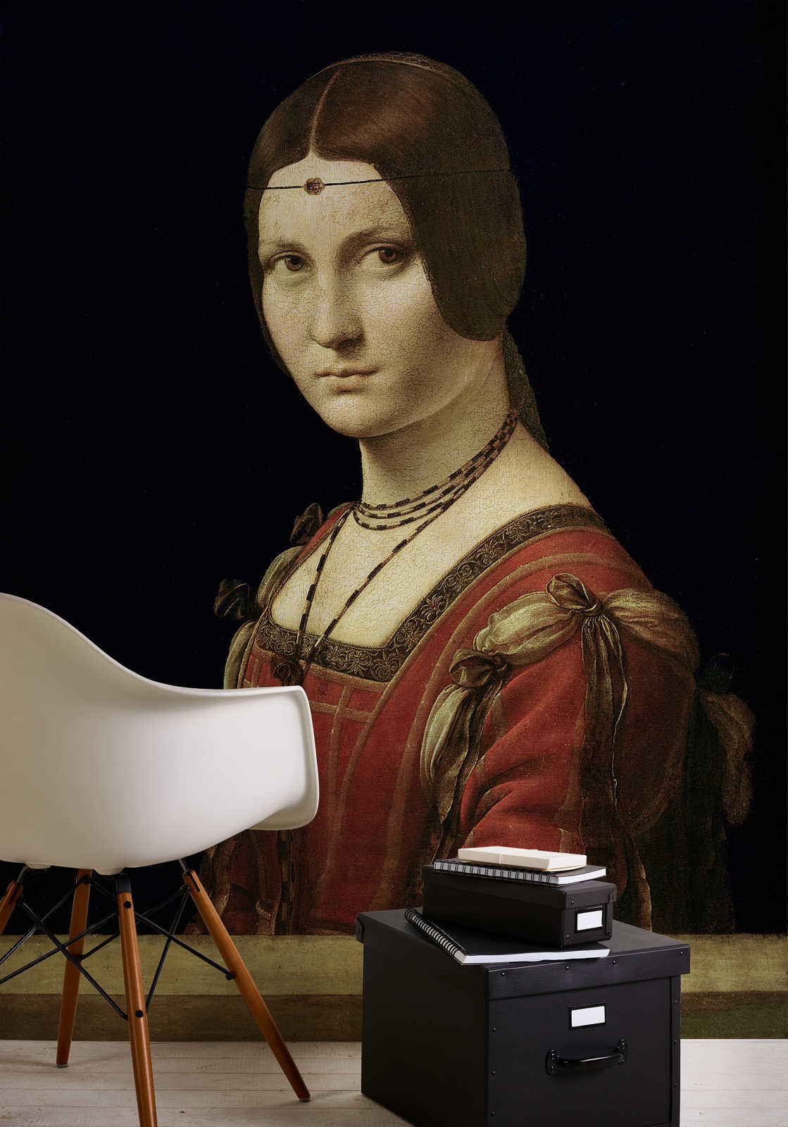             Portret van een dame aan het hof van Milaan" muurschildering door Leonardo da Vinci
        