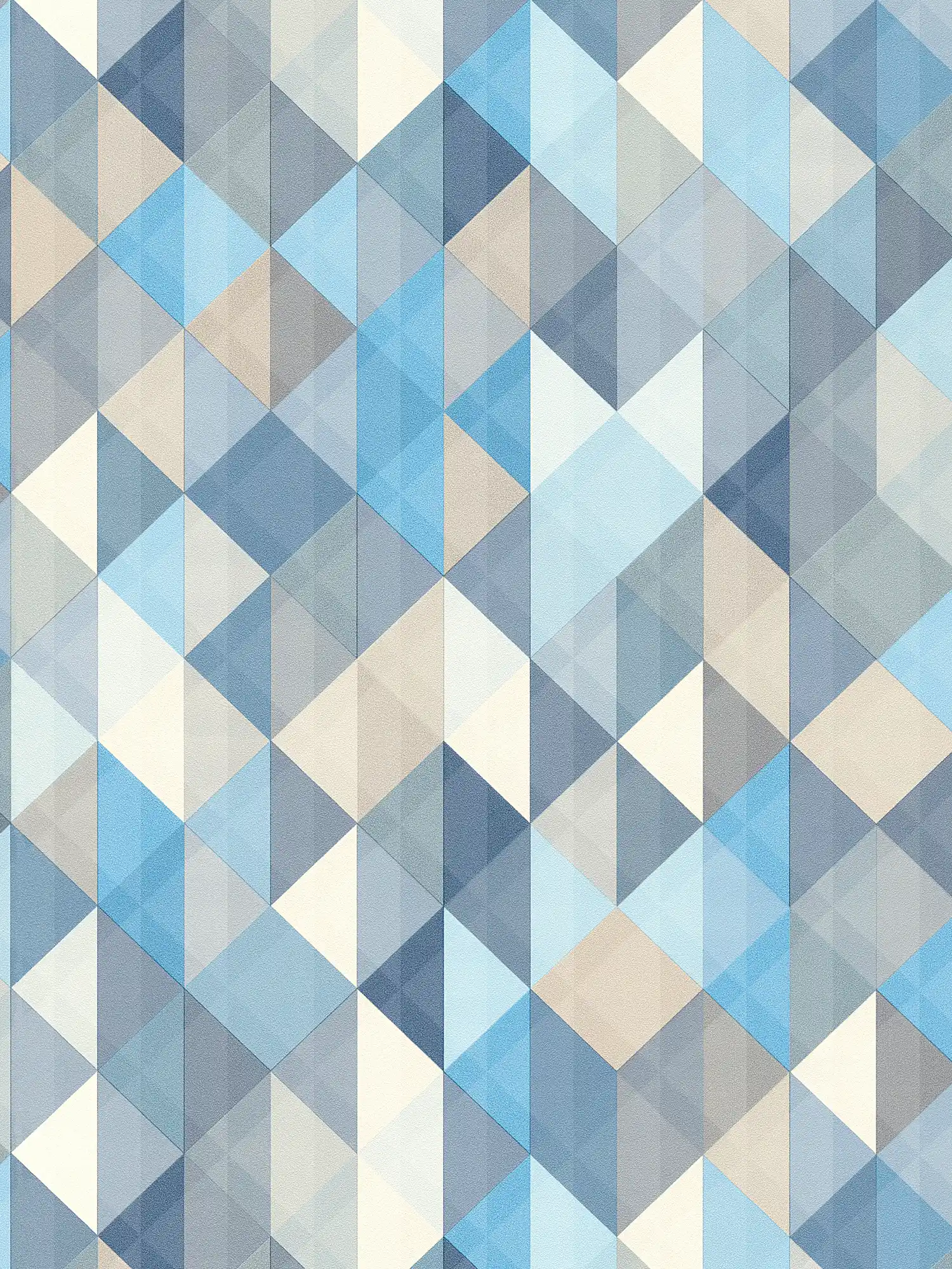 Papel pintado de estilo escandinavo con motivos geométricos - azul, gris, beige
