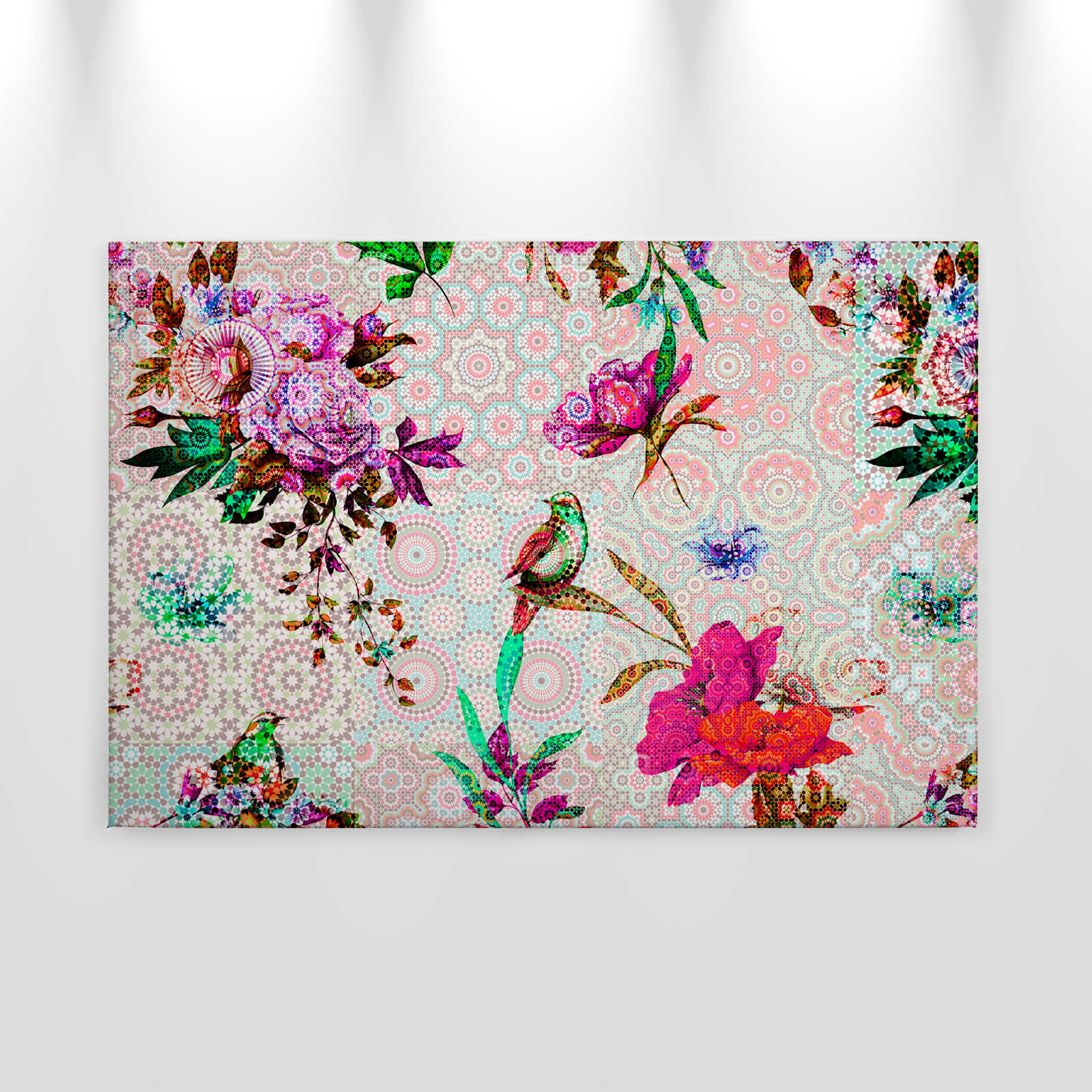             Toile design mosaïque florale - 0,90 m x 0,60 m
        