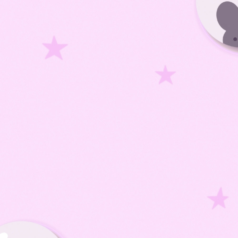             Nursery girls wallpaper animals & stars - pink, white, yellow
        