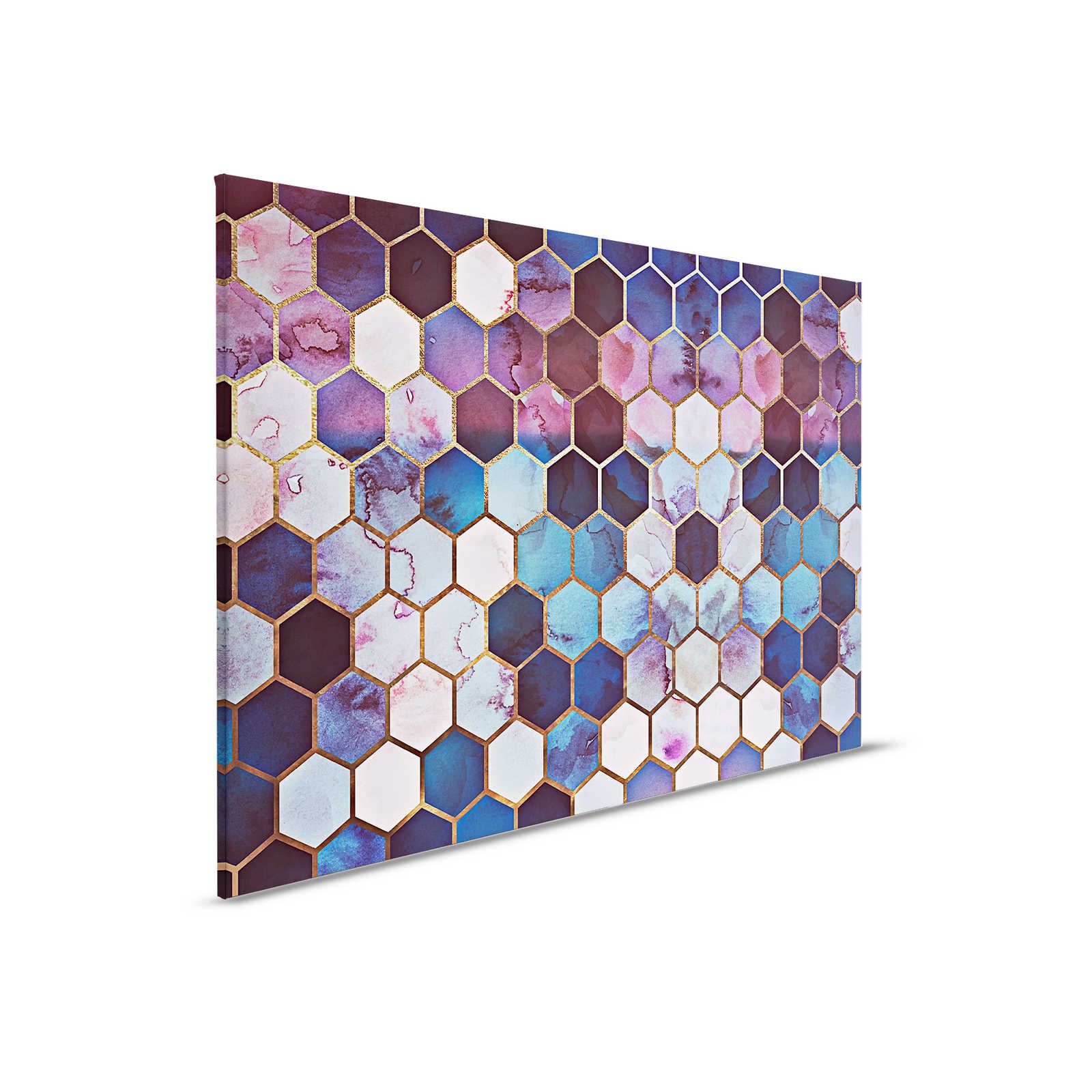         Canvas painting Watercolour Marble with Golden Honeycomb Pattern - 0,90 m x 0,60 m
    
