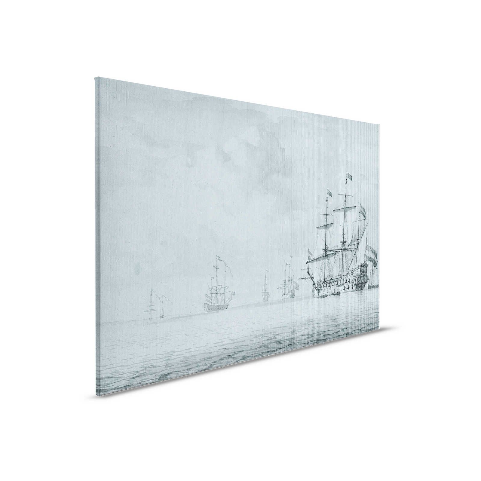         On the Sea 1 - Grey Blue Canvas painting Ships Vintage Painting Style - 0.90 m x 0.60 m
    